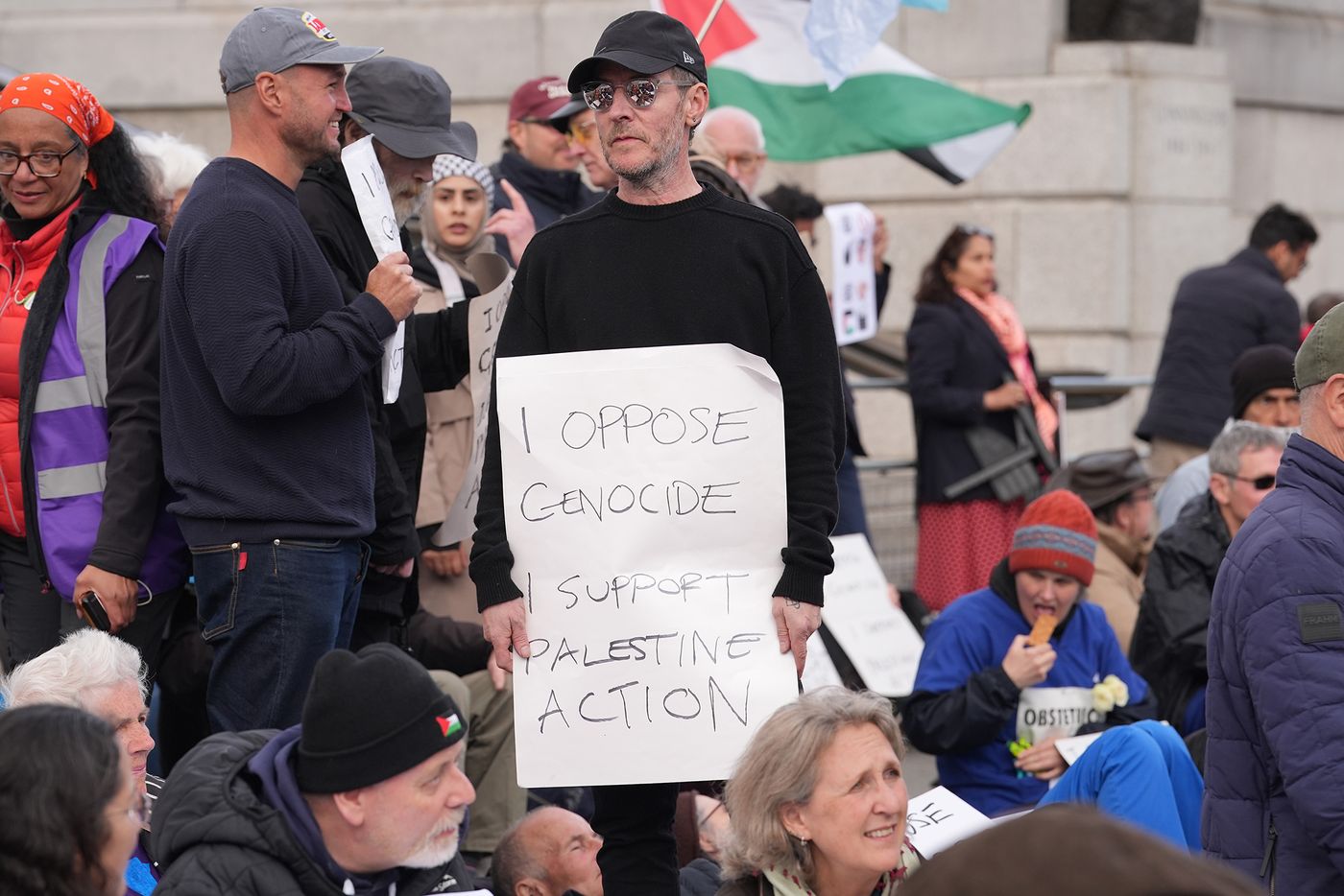 Robert Del Naja, de Massive Attack, fue detenido en una protesta contra la prohibición de Palestine Action. Foto: Lucy North (Getty Images)