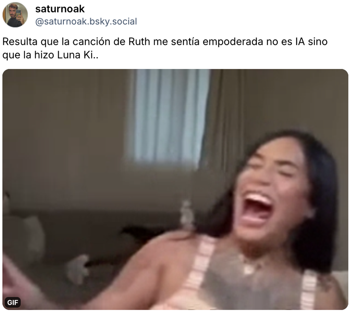 Un tema que Ruth Empoderada publicó sin acreditar a Luna Ki. <a href="https://bsky.app/profile/saturnoak.bsky.social/post/3mkpg2nmhd22c" target="_blank"> Ver post </a>