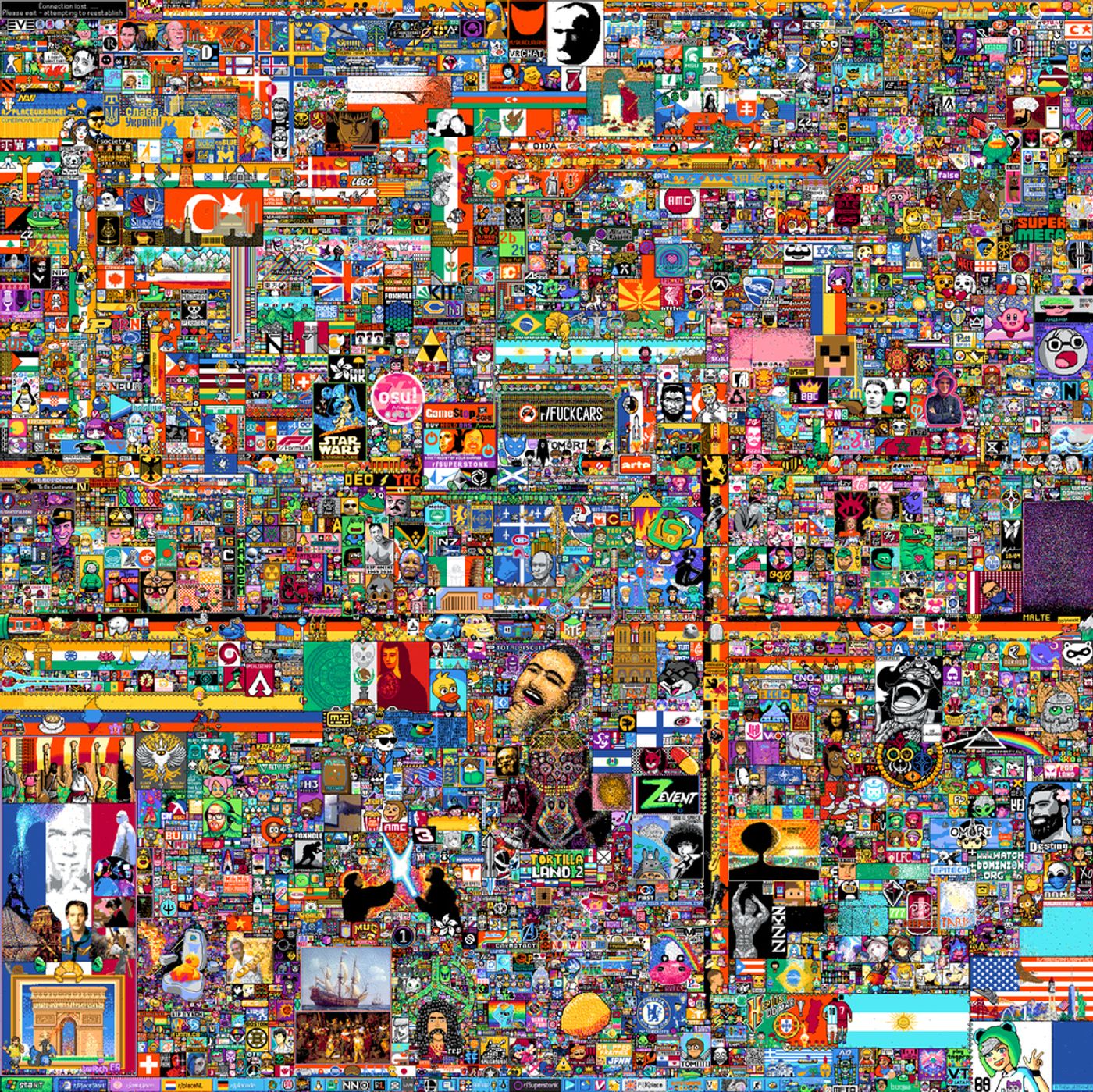 Mural subreddit r/place antes de ser borrado.