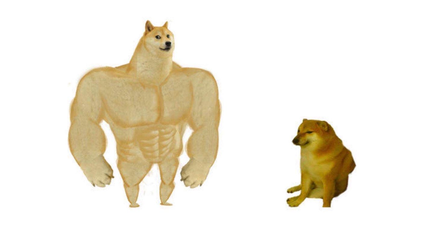 “Swole Doge vs. Cheems”.