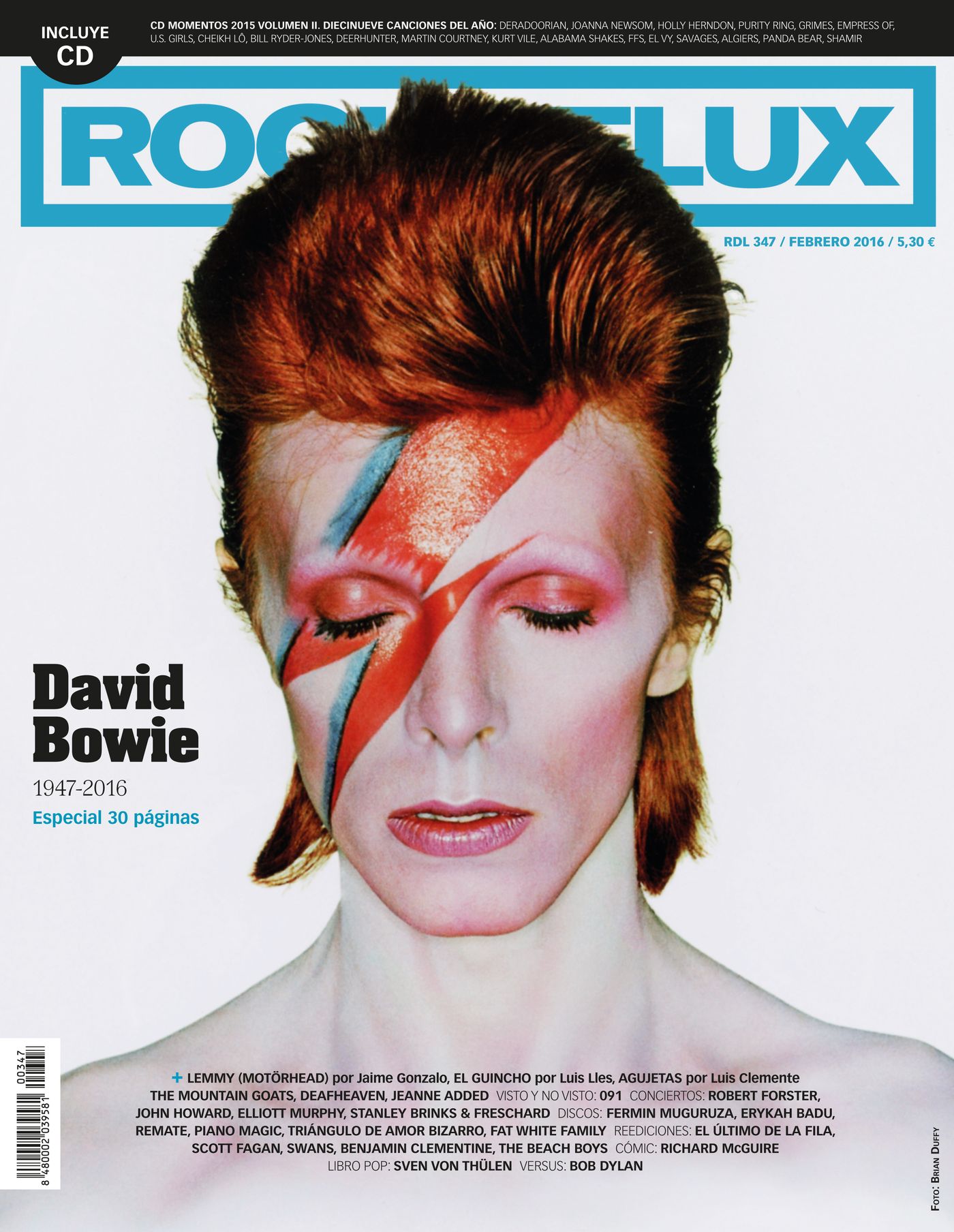 Febrero 2016: especial Rockdelux, 30 páginas dedicadas a Bowie. Este edit como intro.
