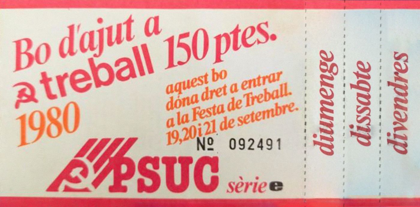 Entrada del debut en España de Ramones: el viernes 19 de septiembre de 1980 en la Festa del Treball del PSUC.