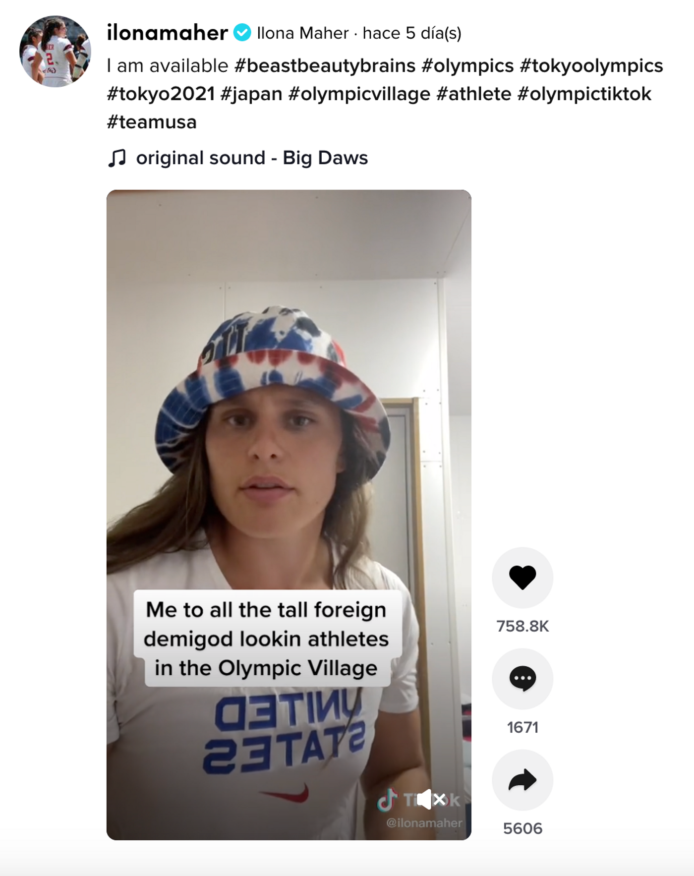 Ilona Maher, jugadora de rugby 7 de EEUU, está disponible. <a href="https://www.tiktok.com/@ilonamaher/video/6988449598331292933" target="_blank"> Ver vídeo </a>