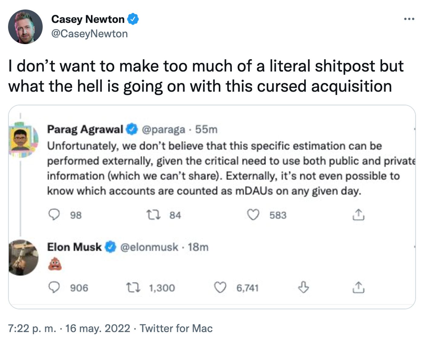 ¿Sí o no, Elon? Decídete, hombre.<a href="https://twitter.com/CaseyNewton/status/1526251714419908608" target="_blank"> Ver tuit </a>