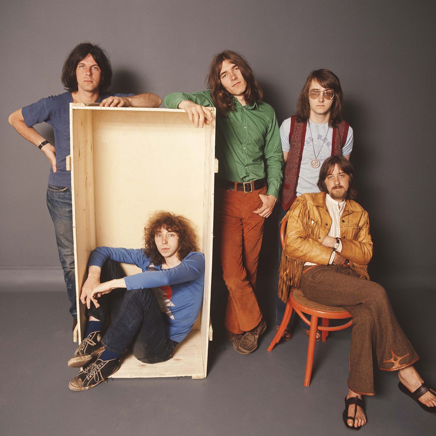 Fairport Convention, en 1970: Dave Pegg, Richard Thompson, Simon Nicol, Dave Mattacks y Dave Swarbrick. Foto: Jim McCrary (Getty Images)