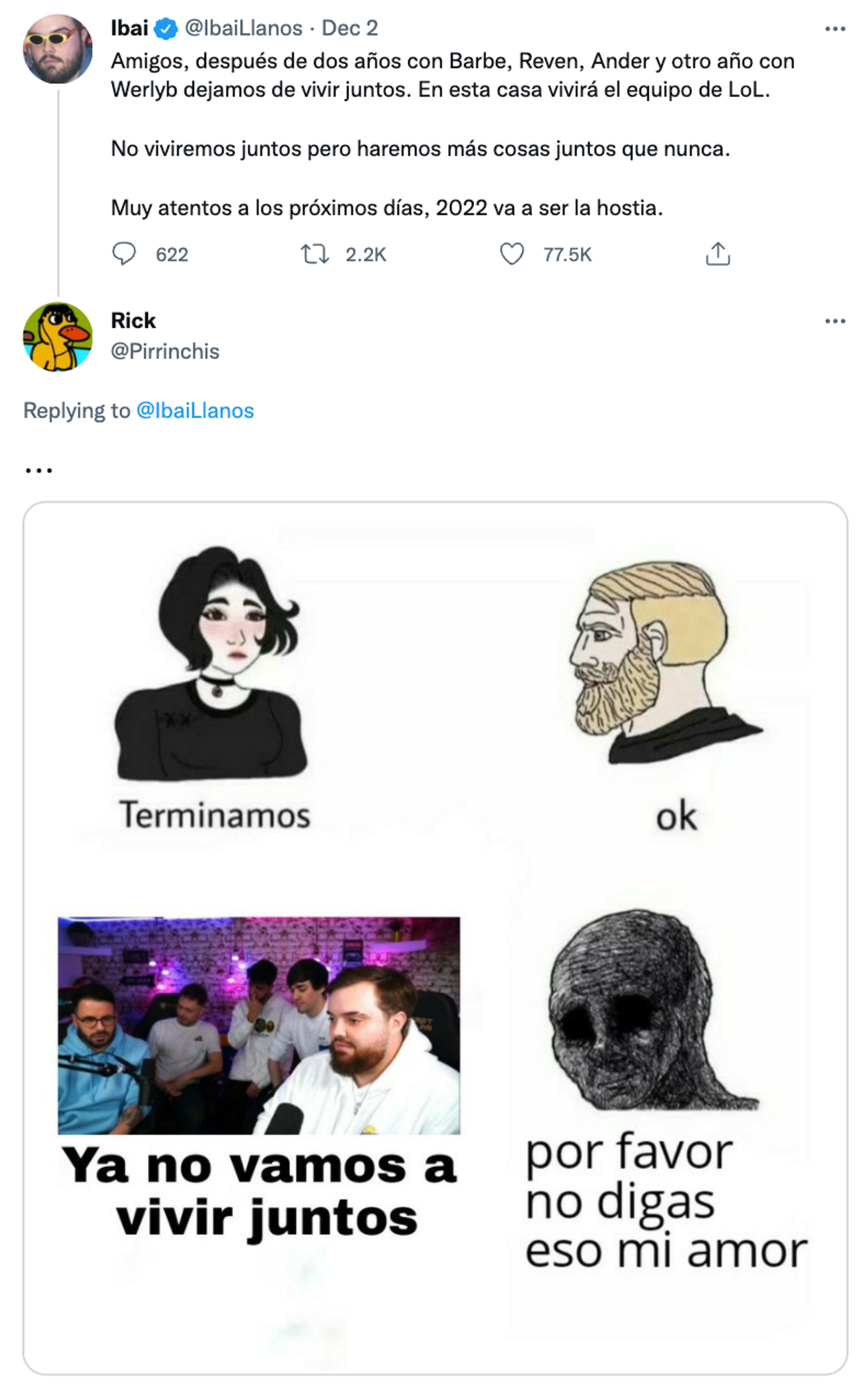 Consecuencias de la ruptura. <a href="https://twitter.com/pirrinchis/status/1466533766235525120?s=21" target="_blank"> Ver tuit </a>