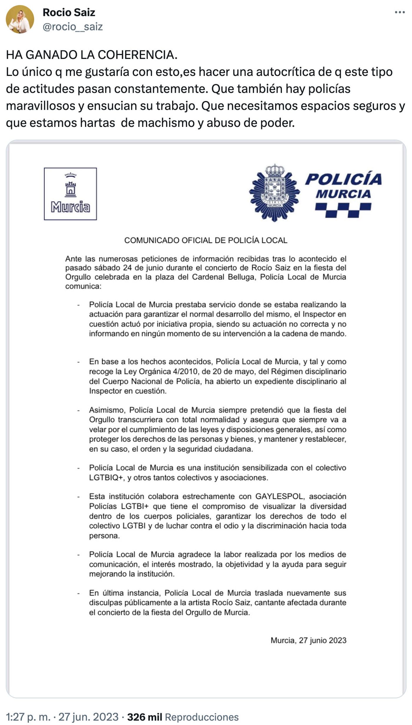 Poli malo, poli bueno.<a href="https://twitter.com/rocio__saiz/status/1673654179519254538" target="_blank"> Ver tuit </a>