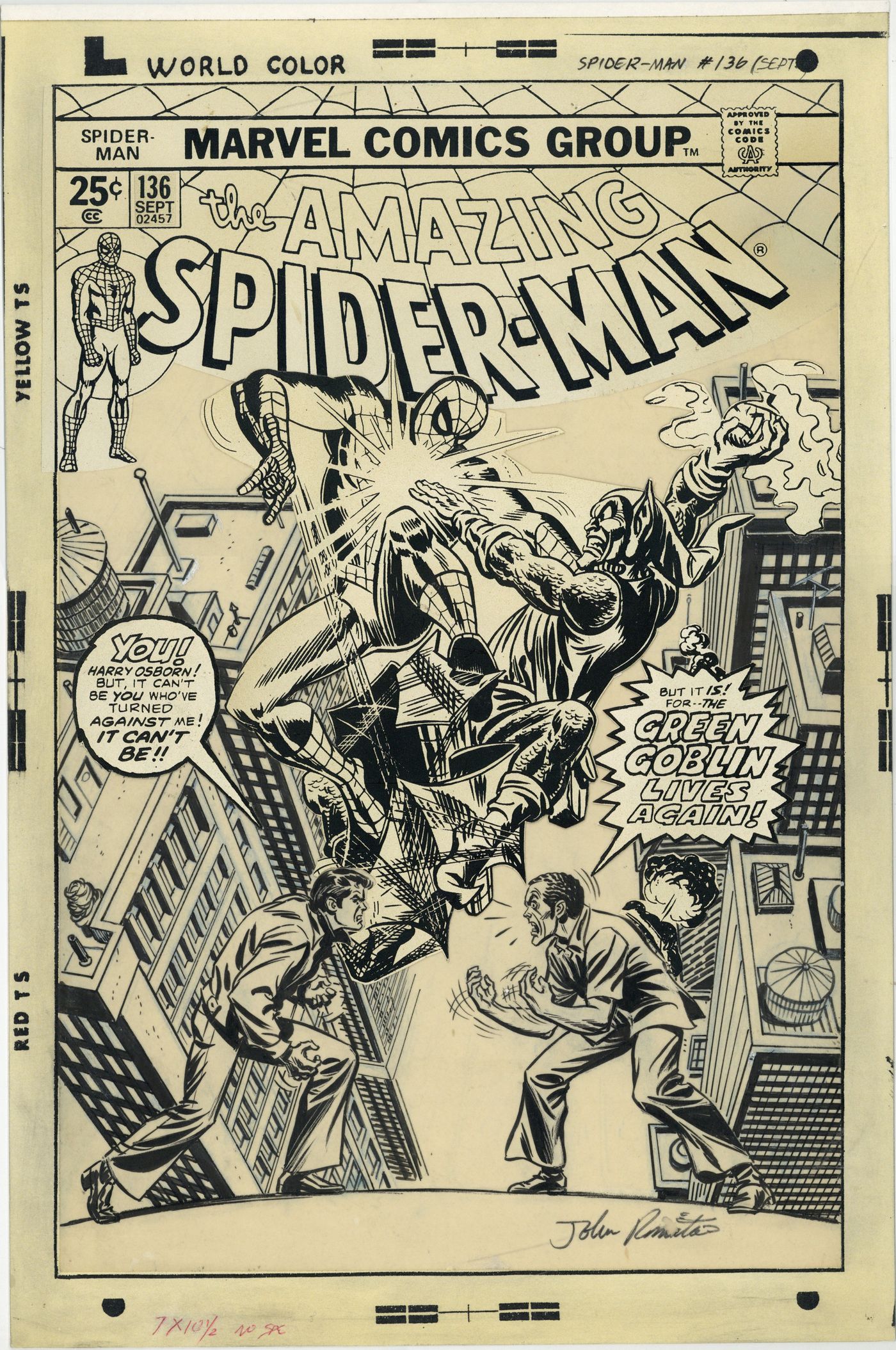 John Romita: “The Amazing Spider-Man”, n.º 136, Marvel, 1974. Tinta china sobre papel.