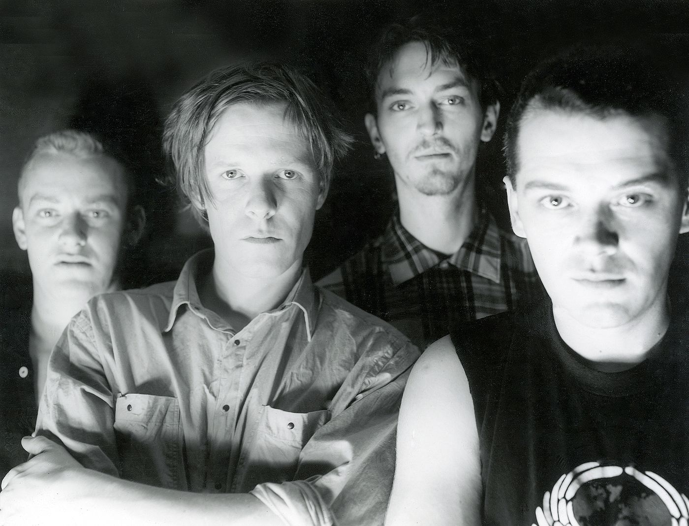 Harry Crosby, Michael Gira, Norman Westberg y Roli Mosimann, formación 1983-1984.