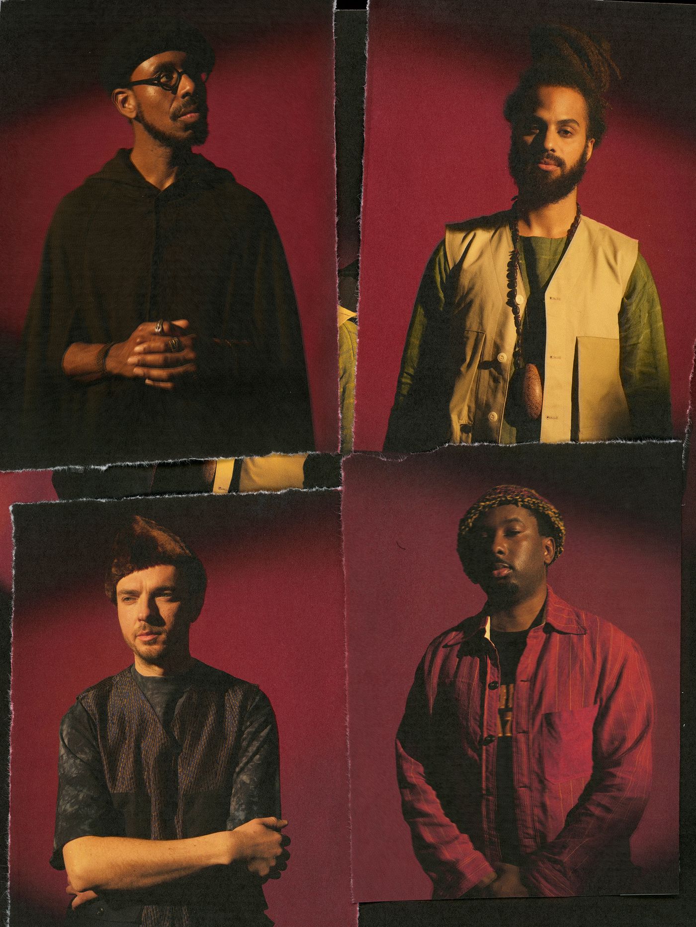 De izquierda a derecha y de arriba abajo: Shabaka Hutchings, Eddie Hick, Tom Skinner y Theon Cross. Foto: Udoma Janssen