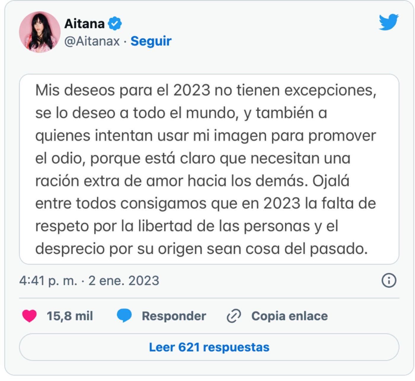 Amén. <a href="https://twitter.com/Aitanax/status/1609937974548135939?cxt=HHwWhoDUtduD09csAAAA" target="_blank"> Ver tuit </a>