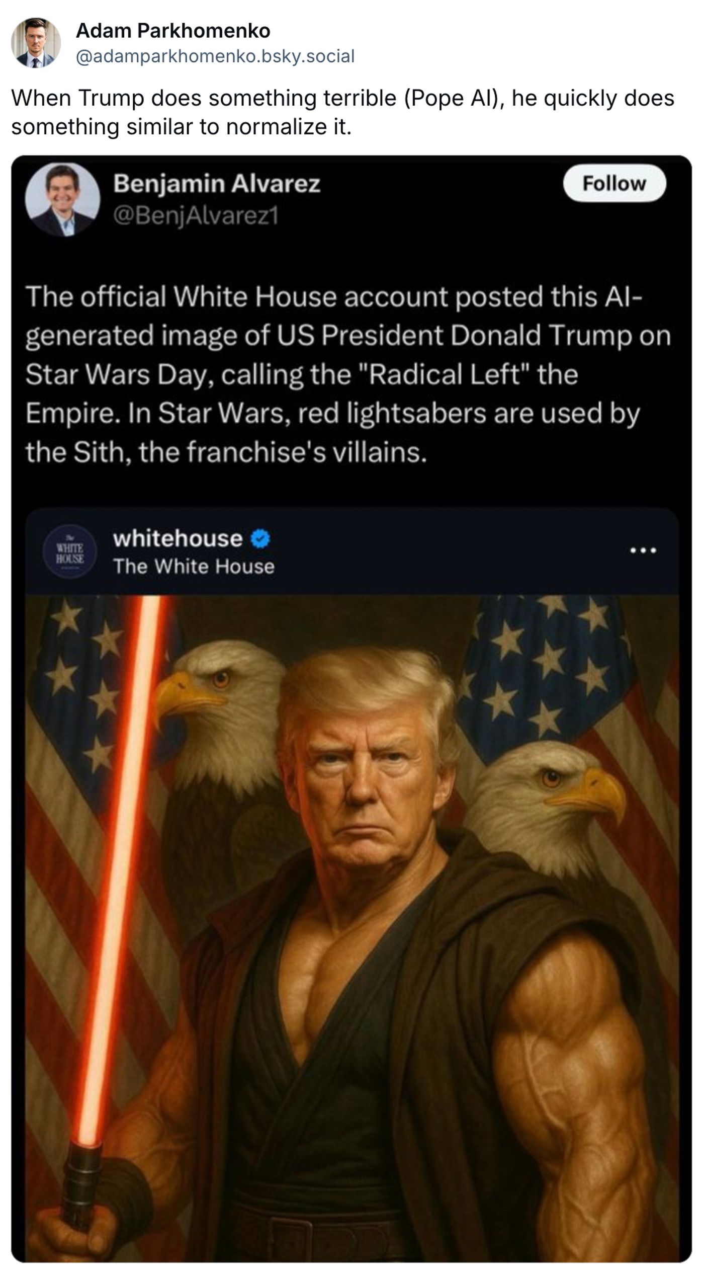 Error de concepto, Donald.<a href="https://bsky.app/profile/adamparkhomenko.bsky.social/post/3loej7doxck2k" target="_blank"> Ver post </a>