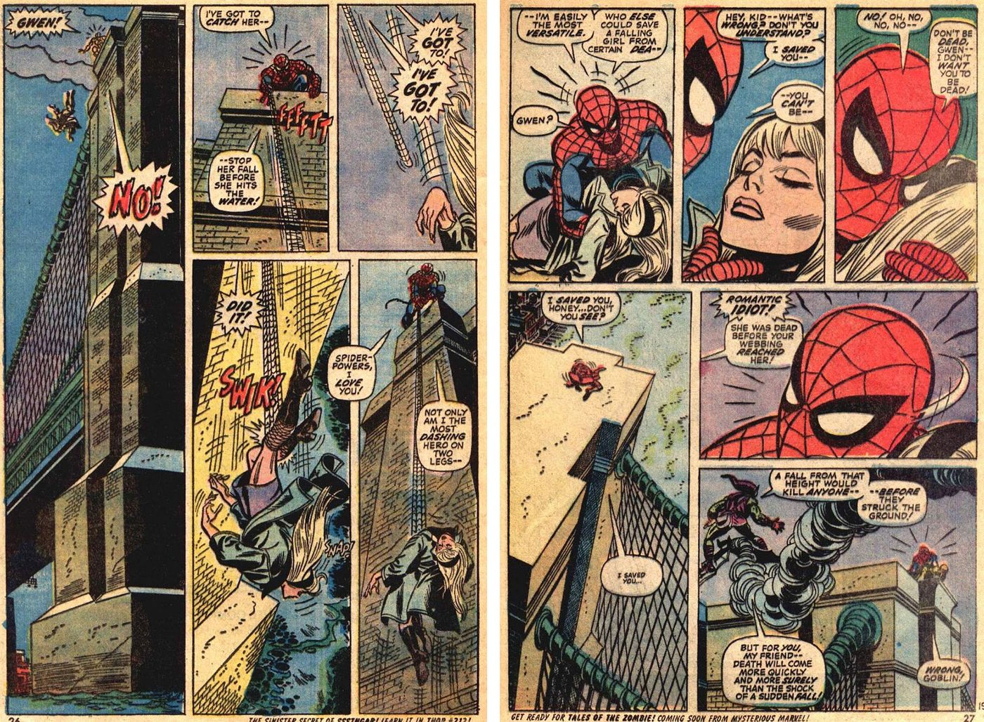 “The Amazing Spider-Man” 121 (“La noche en la que Gwen Stacy murió”, 1973). Gerry Conway, Gil-Kane y John Romita.