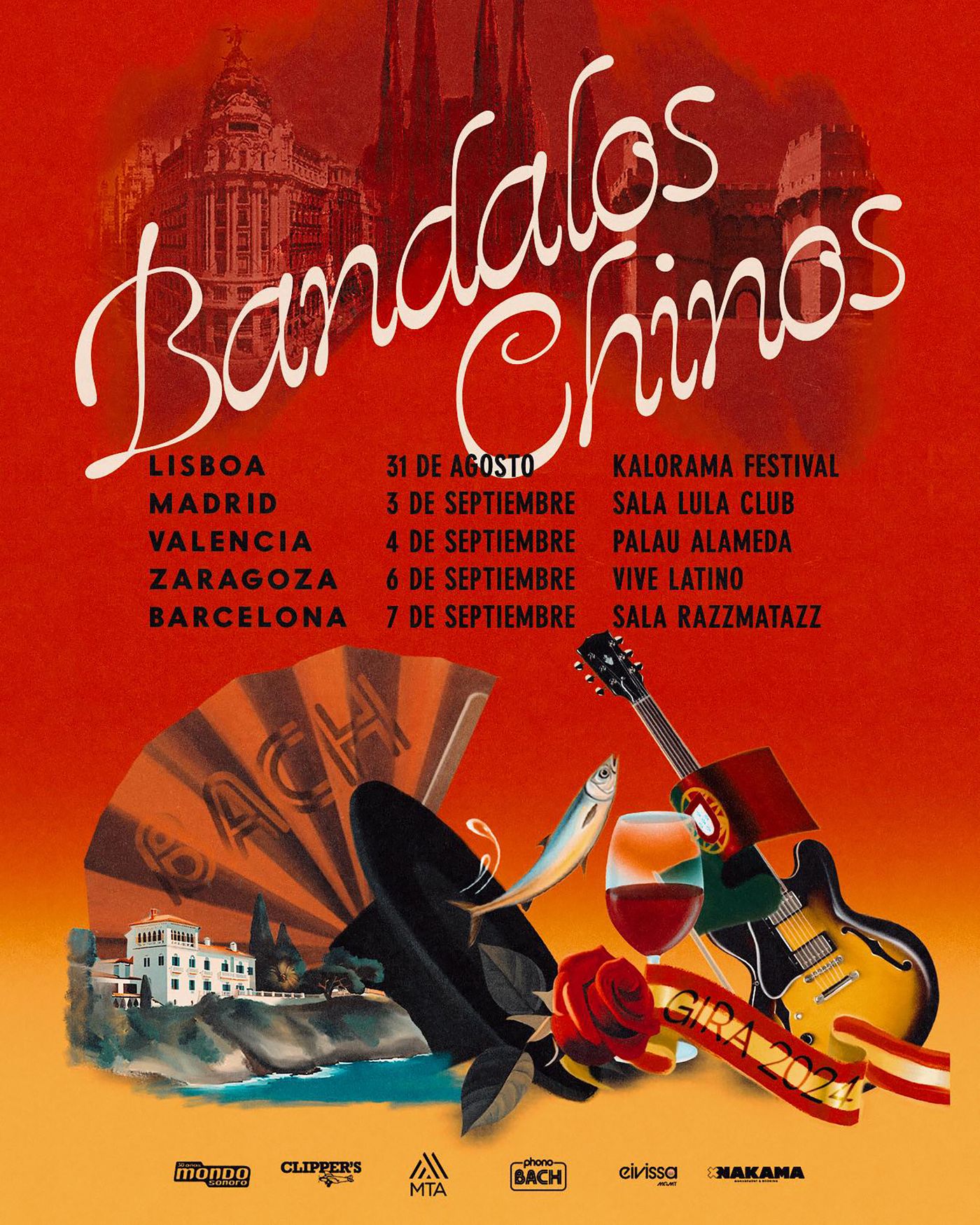 El cartel de la nueva gira ibérica de Bandalos Chinos: estrechando lazos.