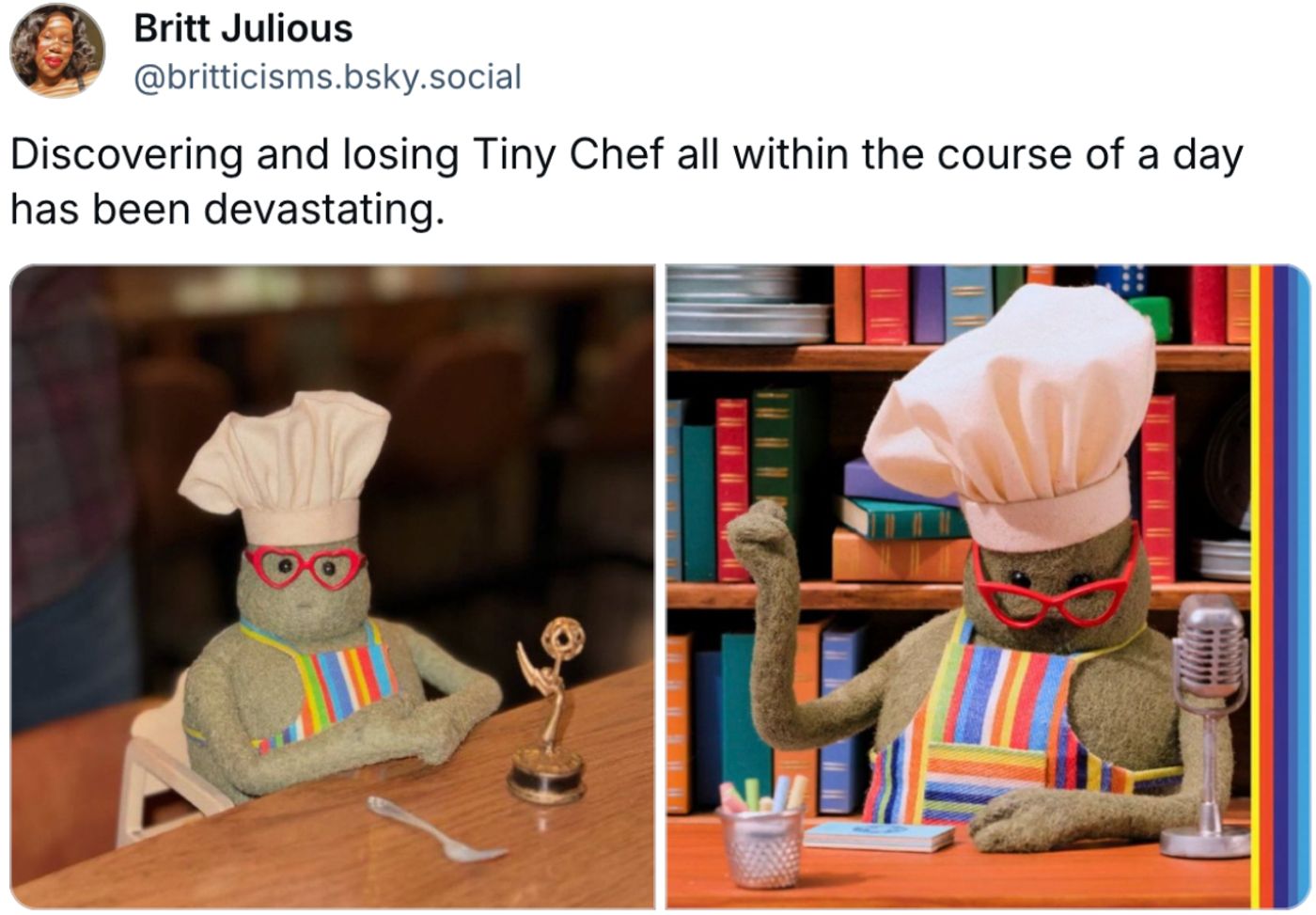 Descubrir y perder a Tiny Chef en el mismo día ha sido devastador.