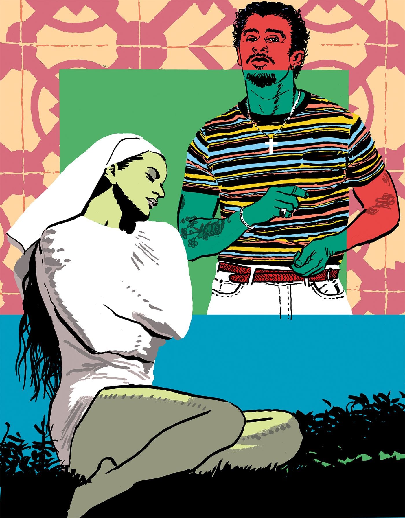 Rosalía y Bad Bunny, duelo en la cumbre. Ilustración: Pepo Pérez