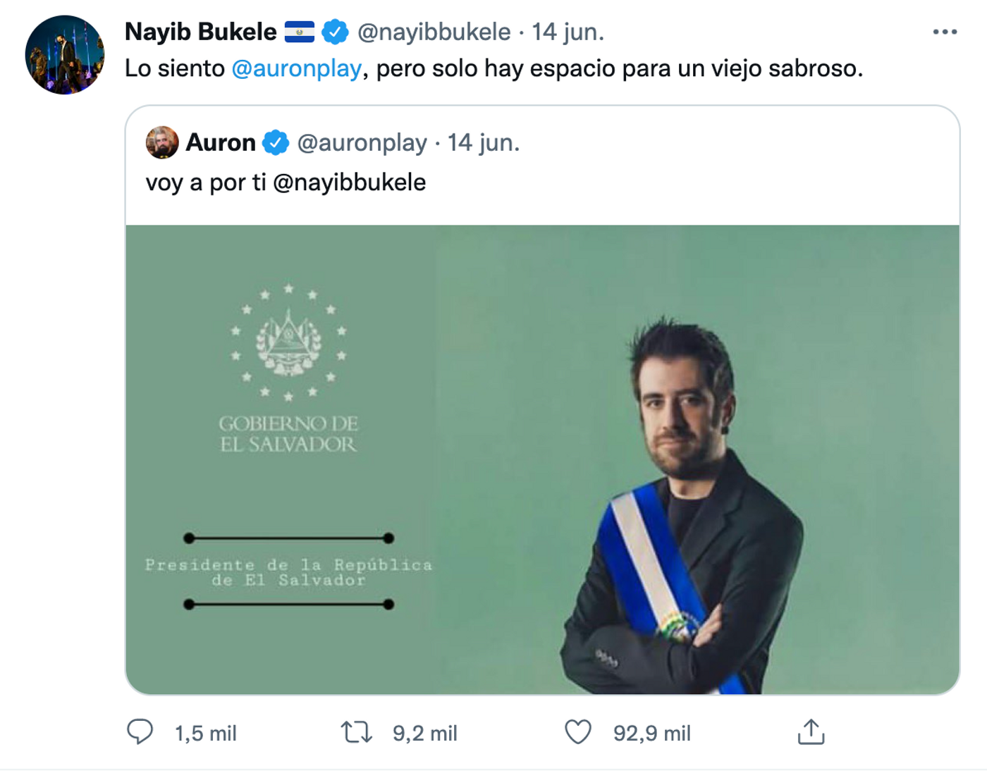 El Salvador ha lanzado el bitcoin como moneda de curso legal. <a href="https://twitter.com/nayibbukele/status/1404242275765407745" target="_blank"> Ver tuit </a>