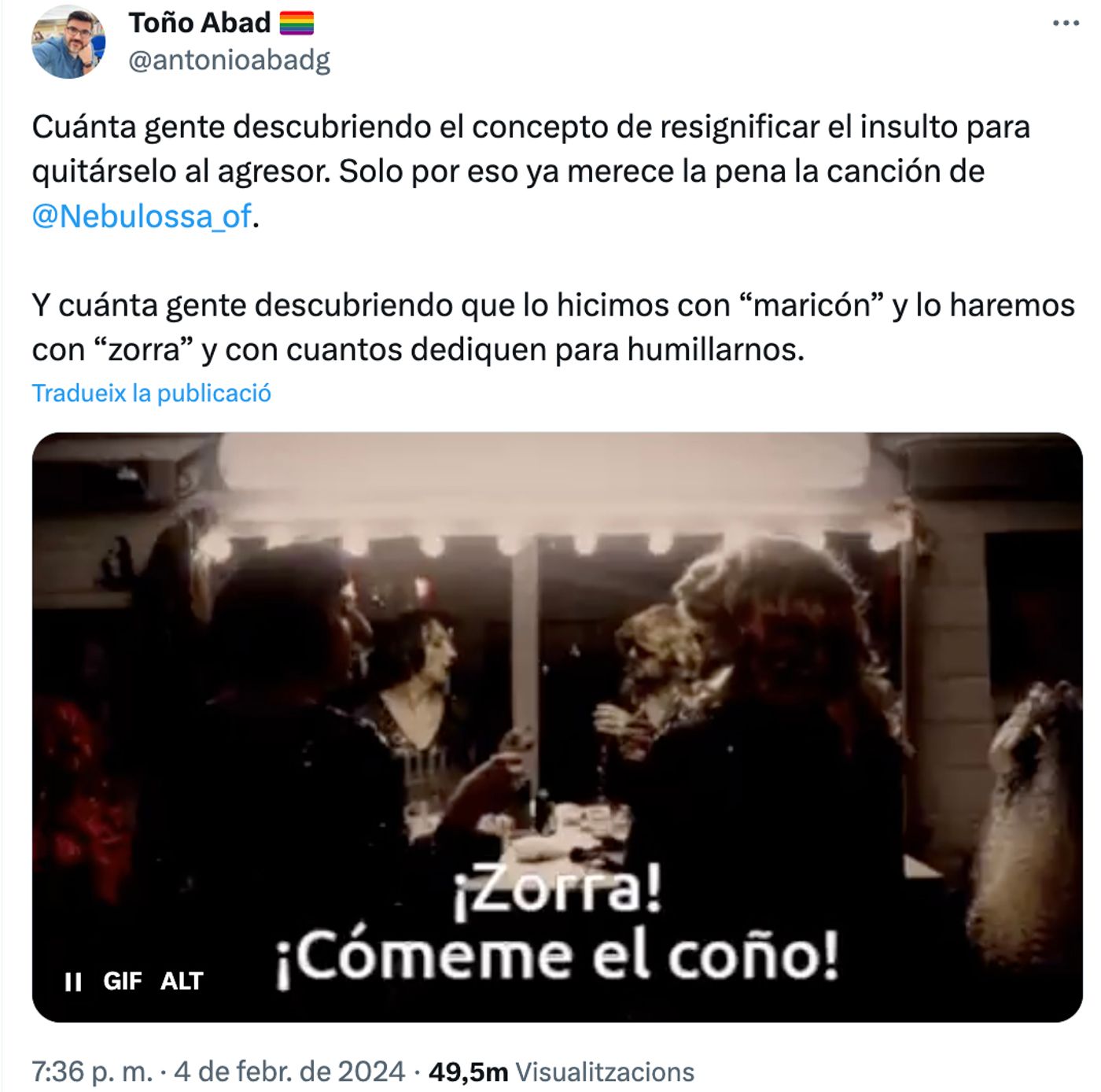 Lo de zorra: buena medicina antifacha.<a href="https://twitter.com/antonioabadg/status/1754212410188083586" target="_blank"> Ver tuit </a>