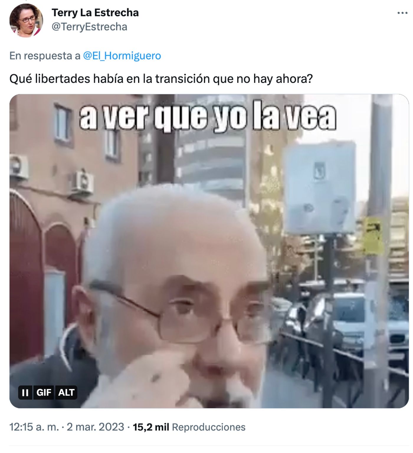 Que lo veamos todos.<a href="https://twitter.com/TerryEstrecha/status/1631070723312680962" target="_blank"> Ver tuit </a>