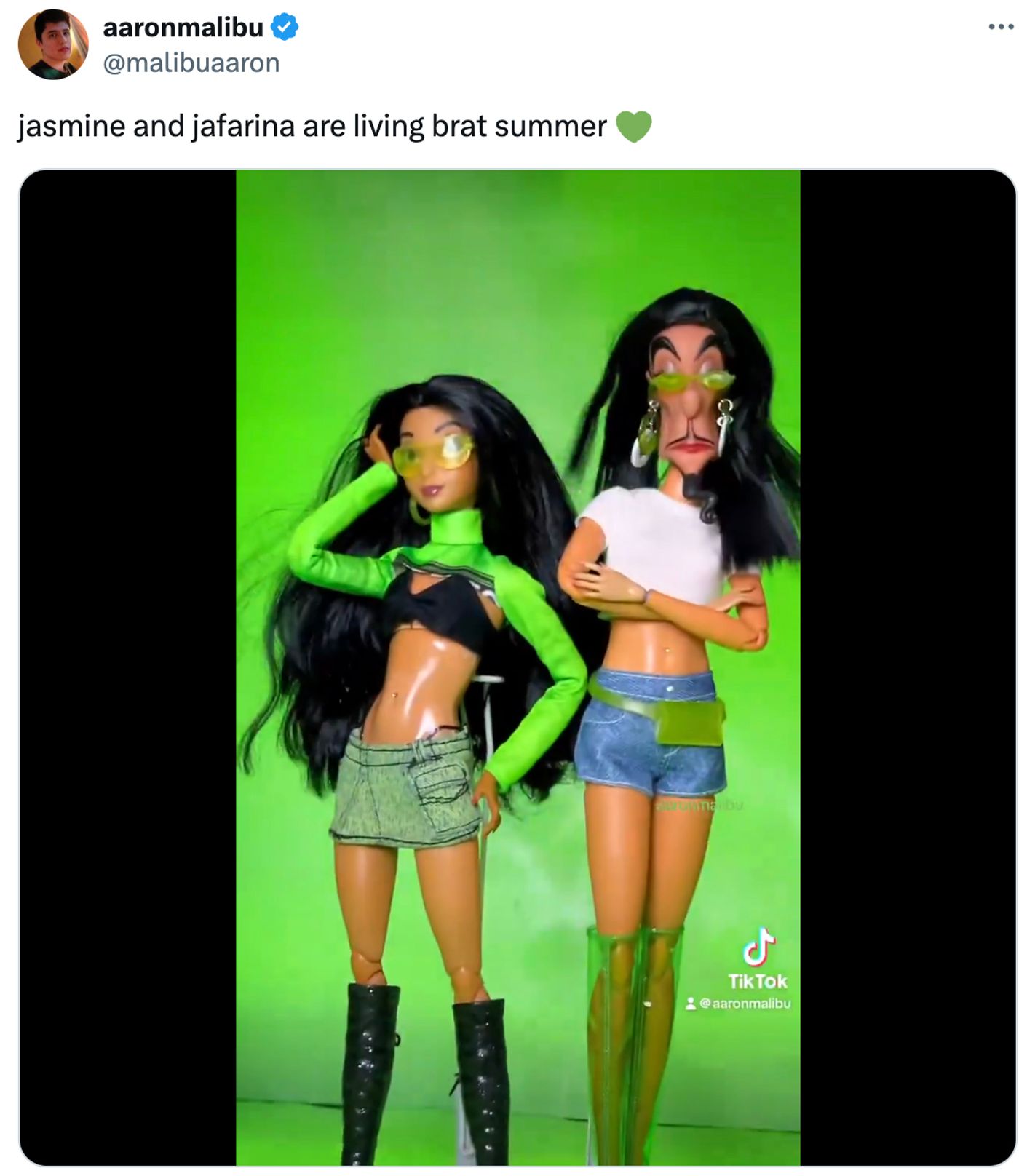 Jasmine y Jafarina viviendo su brat summer particular.<a href="https://x.com/malibuaaron/status/1807266618512203981" target="_blank"> Ver tuit </a>