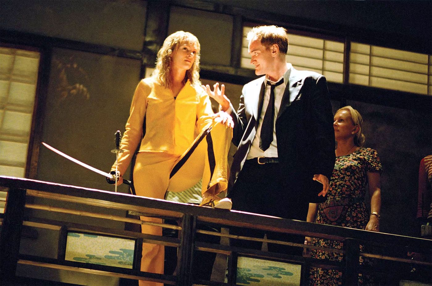 Uma Thurman y Quentin Tarantino durante la grabación de “Kill Bill. Volumen 1” (2003).