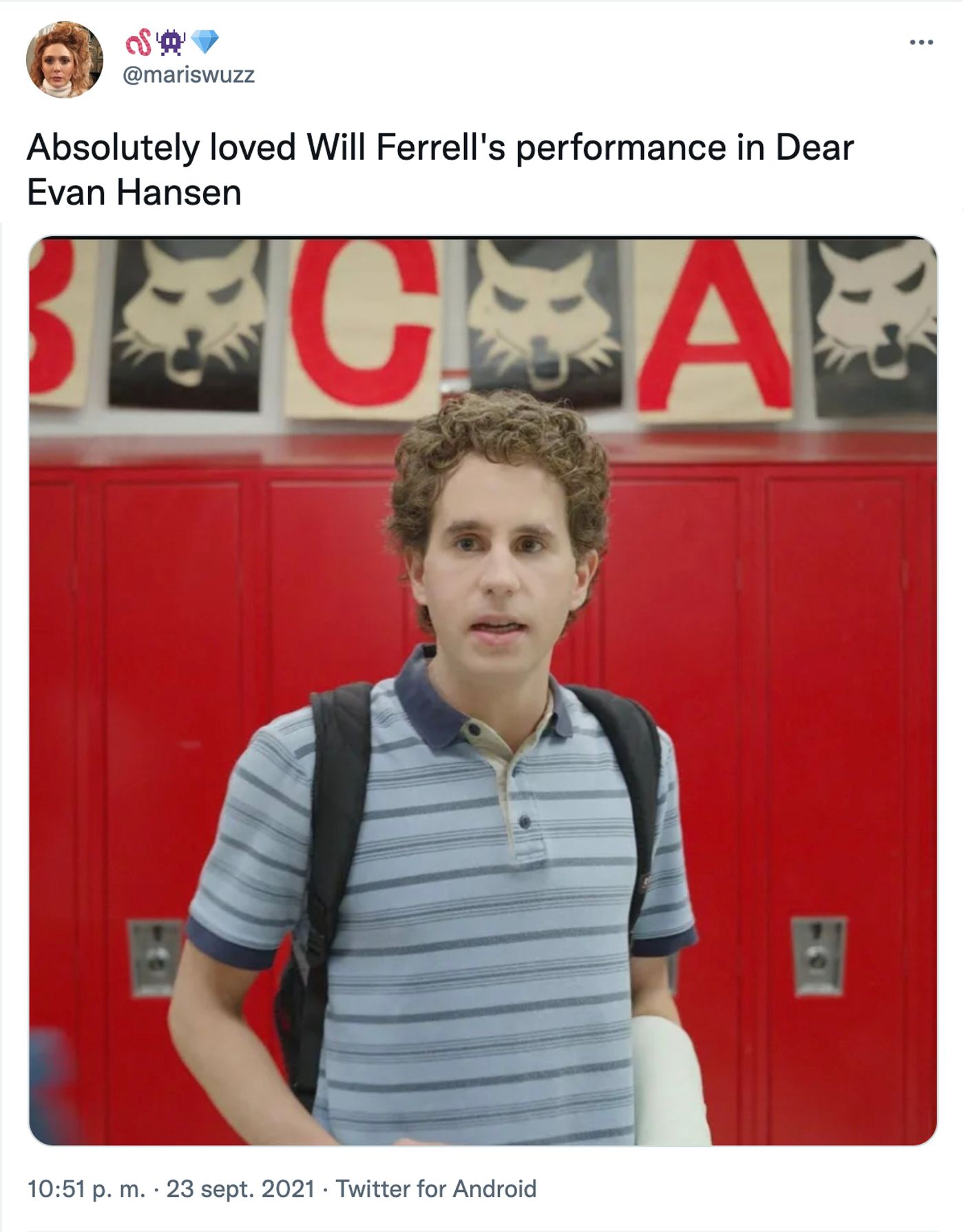 “Dear Evan Hansen”, el nuevo musical-meme que muchos ya comparan con “Cats”. <a href="https://twitter.com/mariswuzz/status/1441143101439893506" target="_blank"> Ver tuit </a>