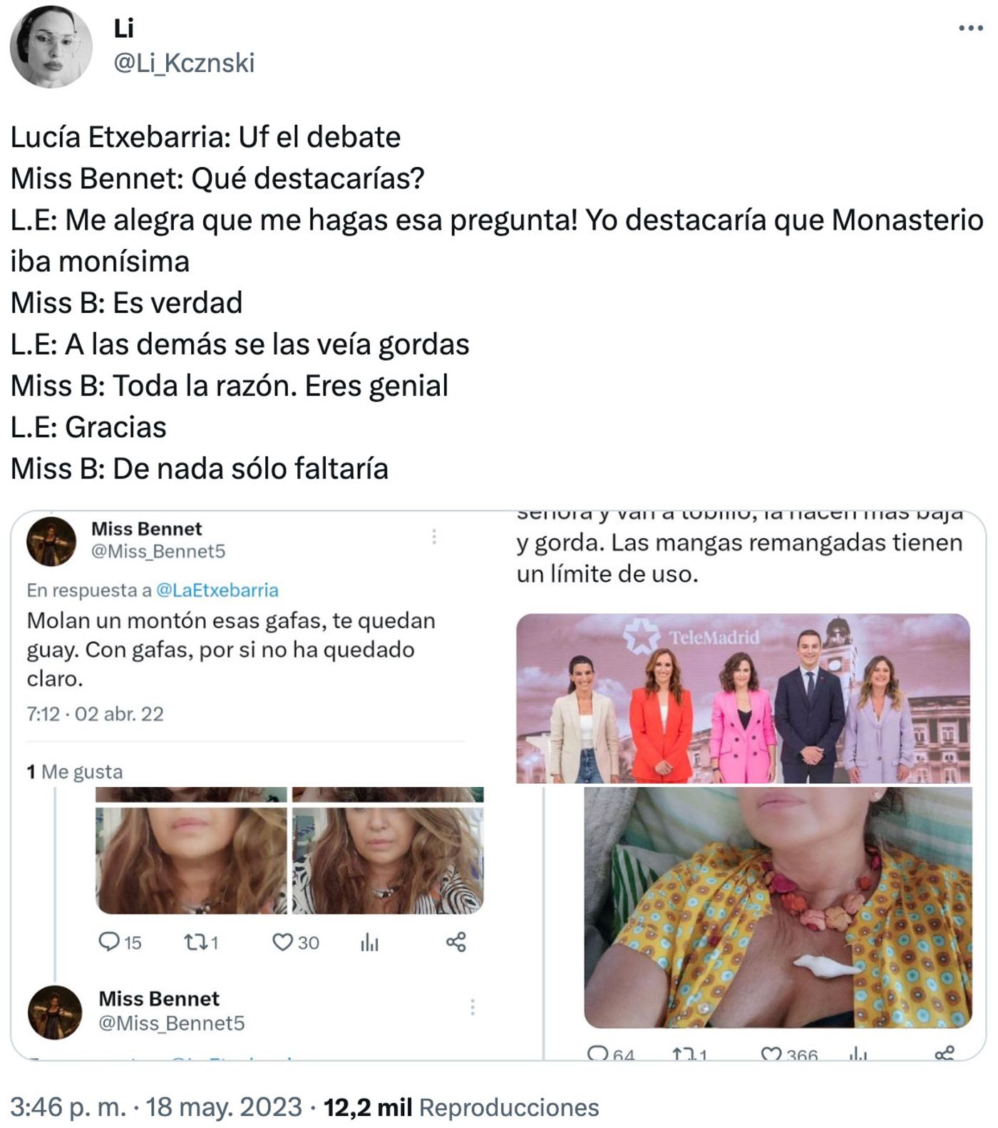 Lucía herself.<a href="https://twitter.com/Li_Kcznski/status/1659193796817453056" target="_blank"> Ver tuit </a>