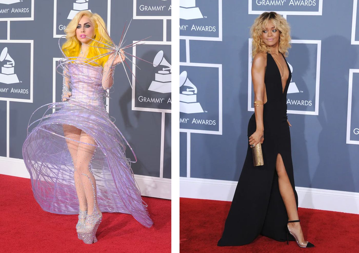 Lady Gaga y Rihanna en los Grammy 2012. Fotos: Getty Images