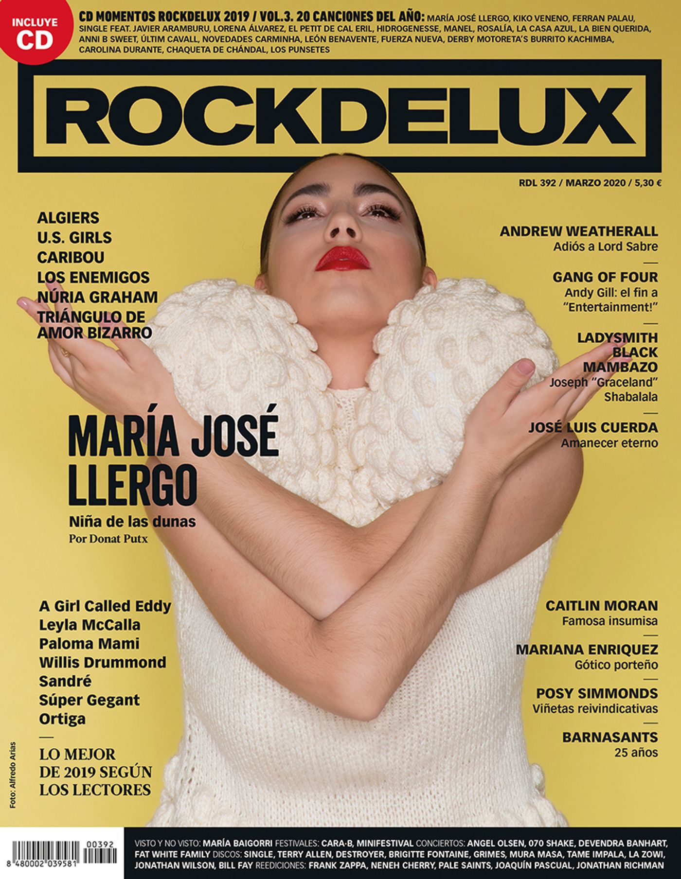 Rockdelux 392 (Marzo 2020). Foto: Alfredo Arias. Diseño: Gemma Alberich