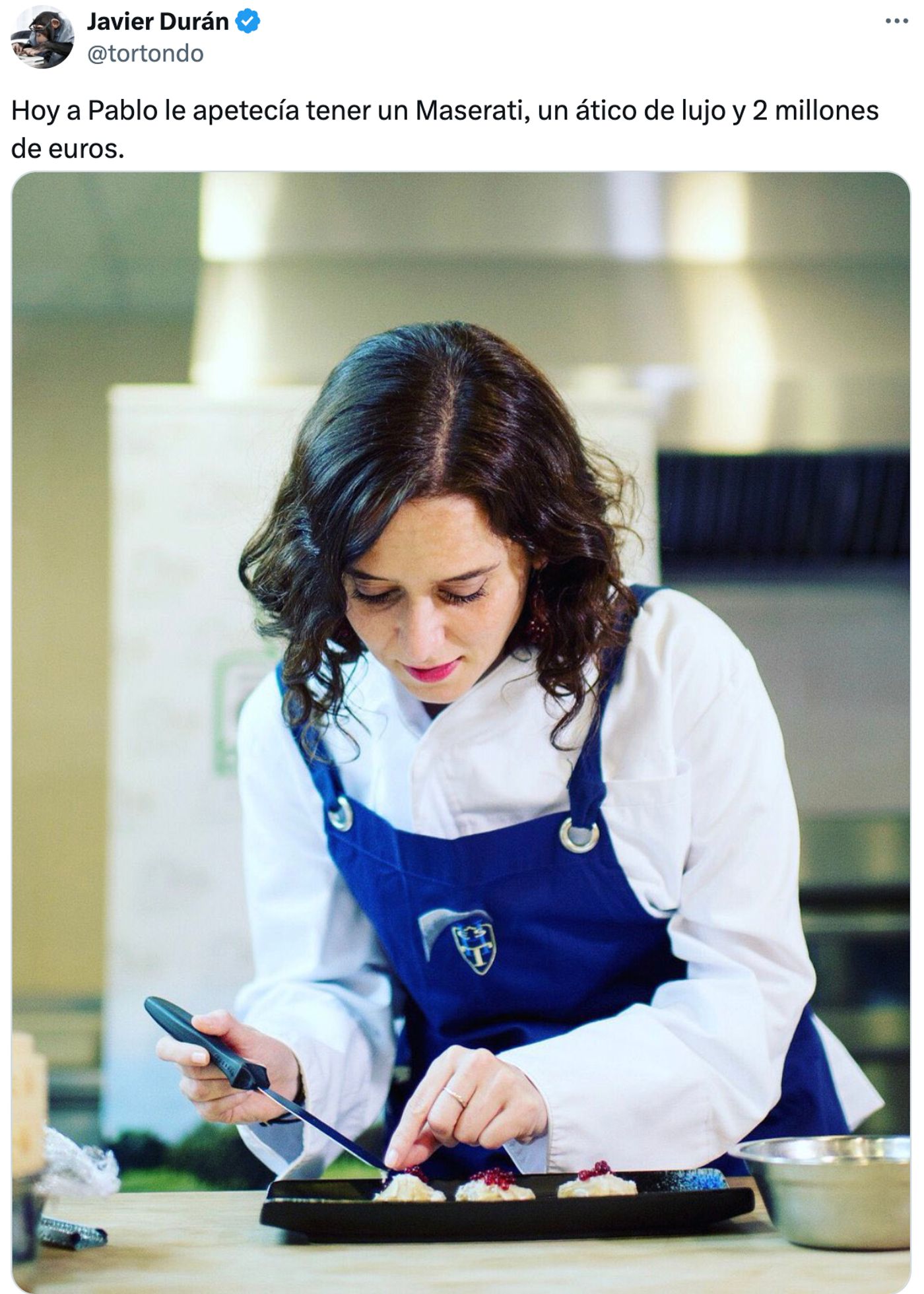 Ayuso cocinando su futuro.<a href="https://x.com/tortondo/status/1815857362487423023" target="_blank"> Ver tuit </a>