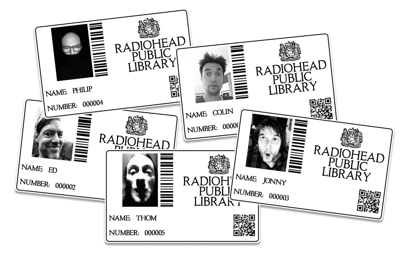Radiohead Public Library: carnets de socios de los propios Radiohead.