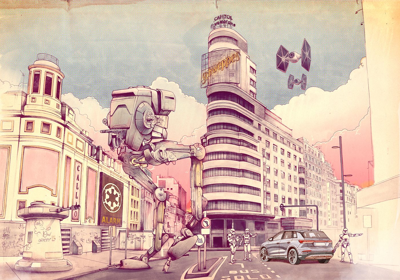 Conducción para una nueva ciudad. Ilustración: Óscar Llorens.