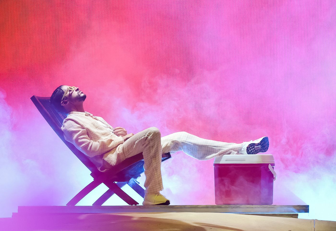 Bad Bunny, en pleno concierto en Miami Gardens, Florida. Foto: Alexander Tamargo (Getty Images)