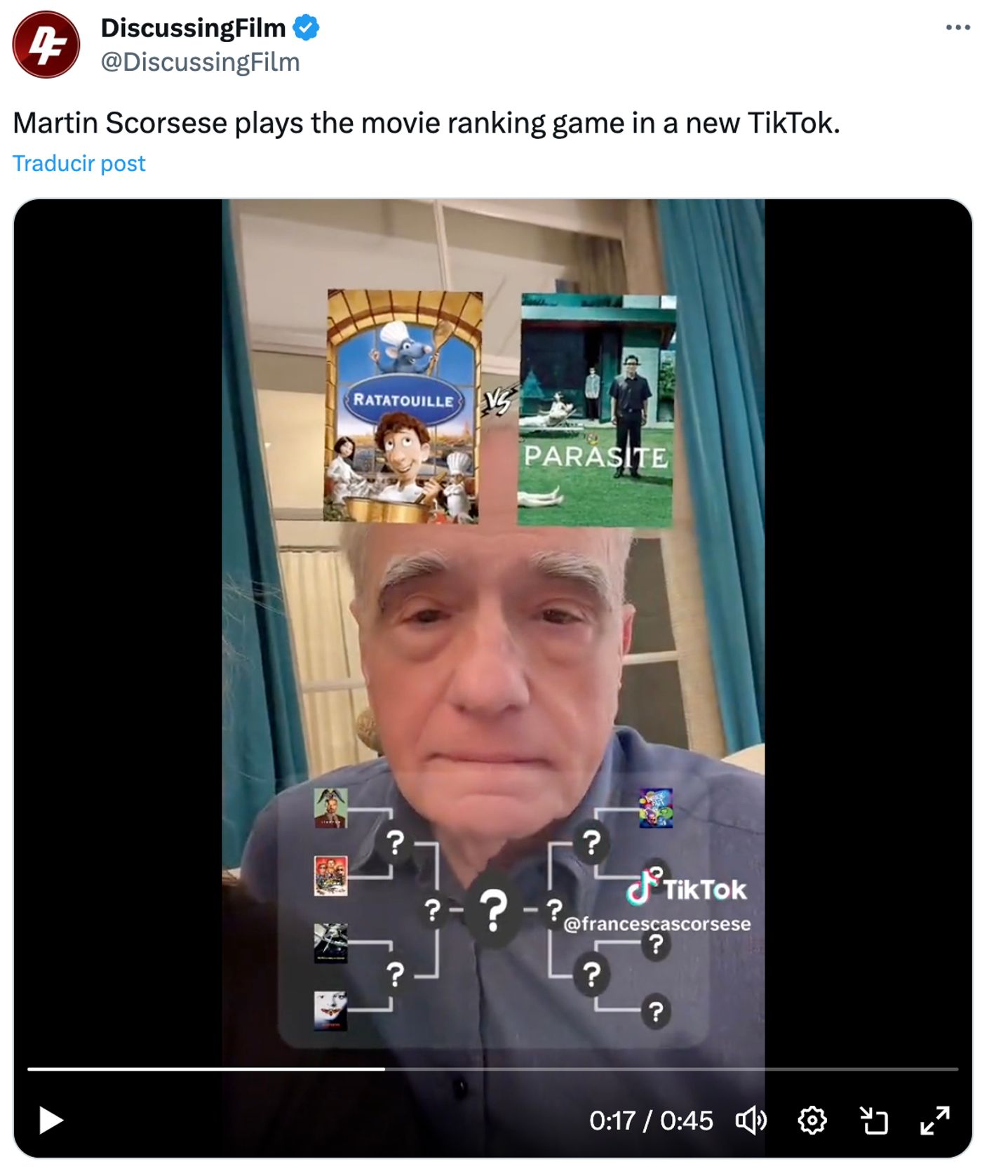 La decisión de Martin.<a href="https://twitter.com/DiscussingFilm/status/1724164760567214368" target="_blank"> Ver tuit </a>