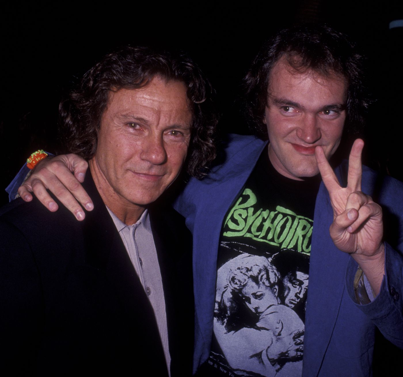 Harvey Keitel y Quentin Tarantino, en el estreno de la película en Los Ángeles, el 9 de octubre de 1992. Foto: Ron Galella (Getty Images)