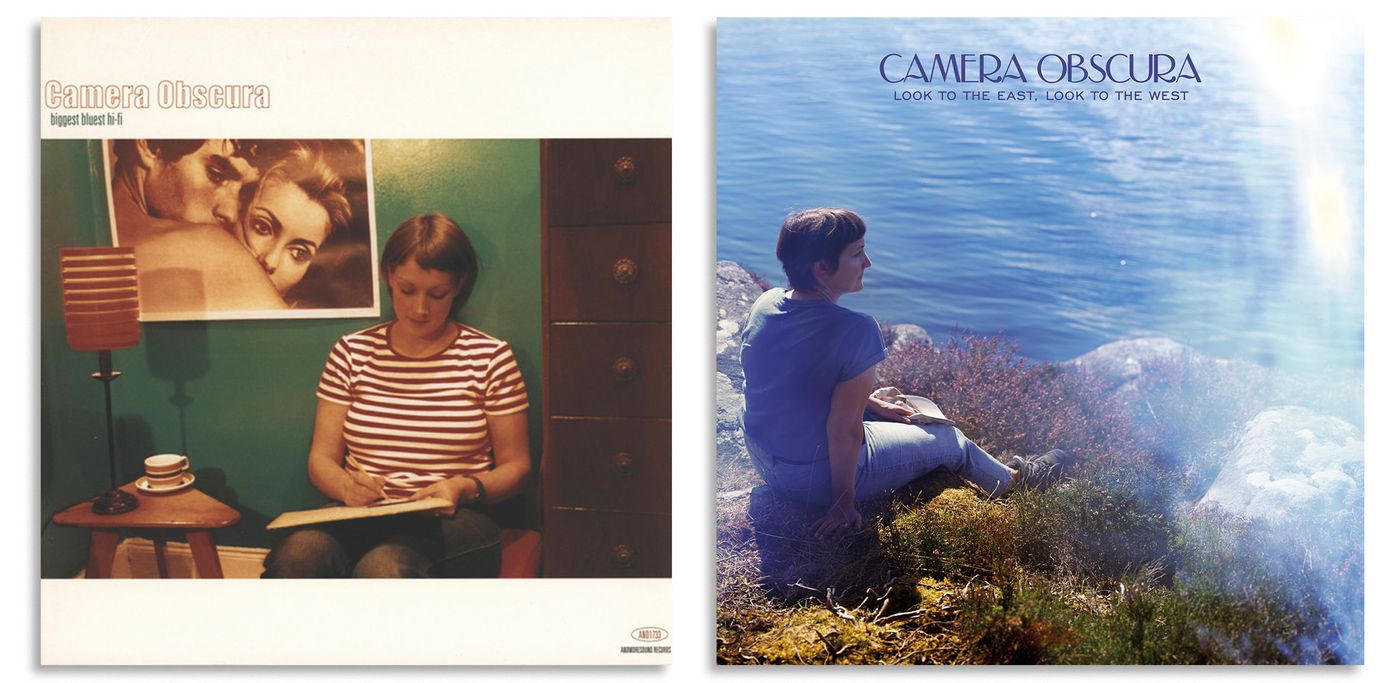23 años después de “Biggest Bluest Hi-Fi”, Fiona Morrison, amiga del grupo, reaparece en la portada de “Look To The East, Look To The West”.
