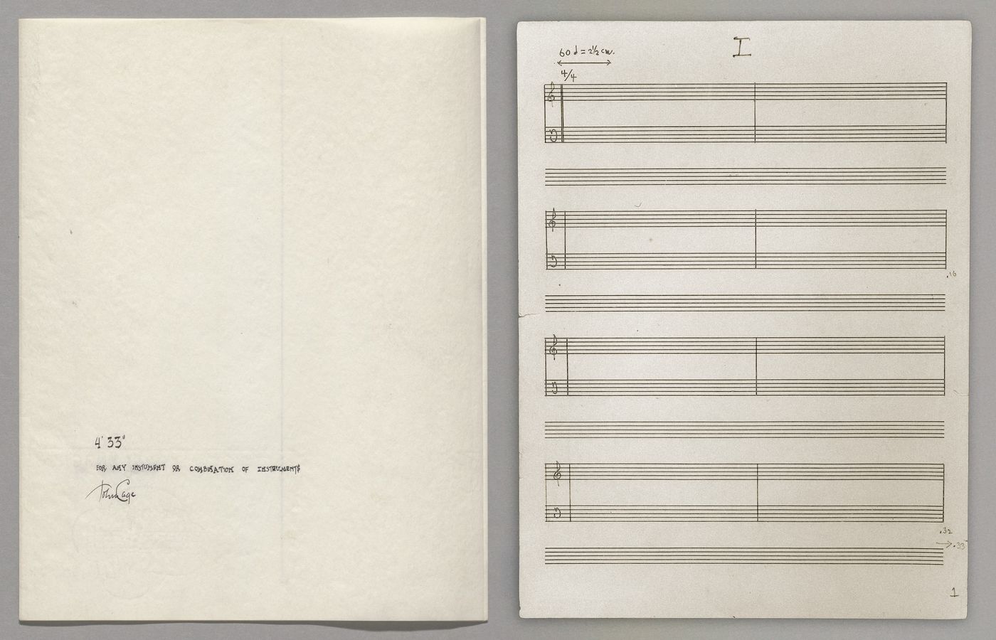 Partitura original de “4’ 33”” (1952).