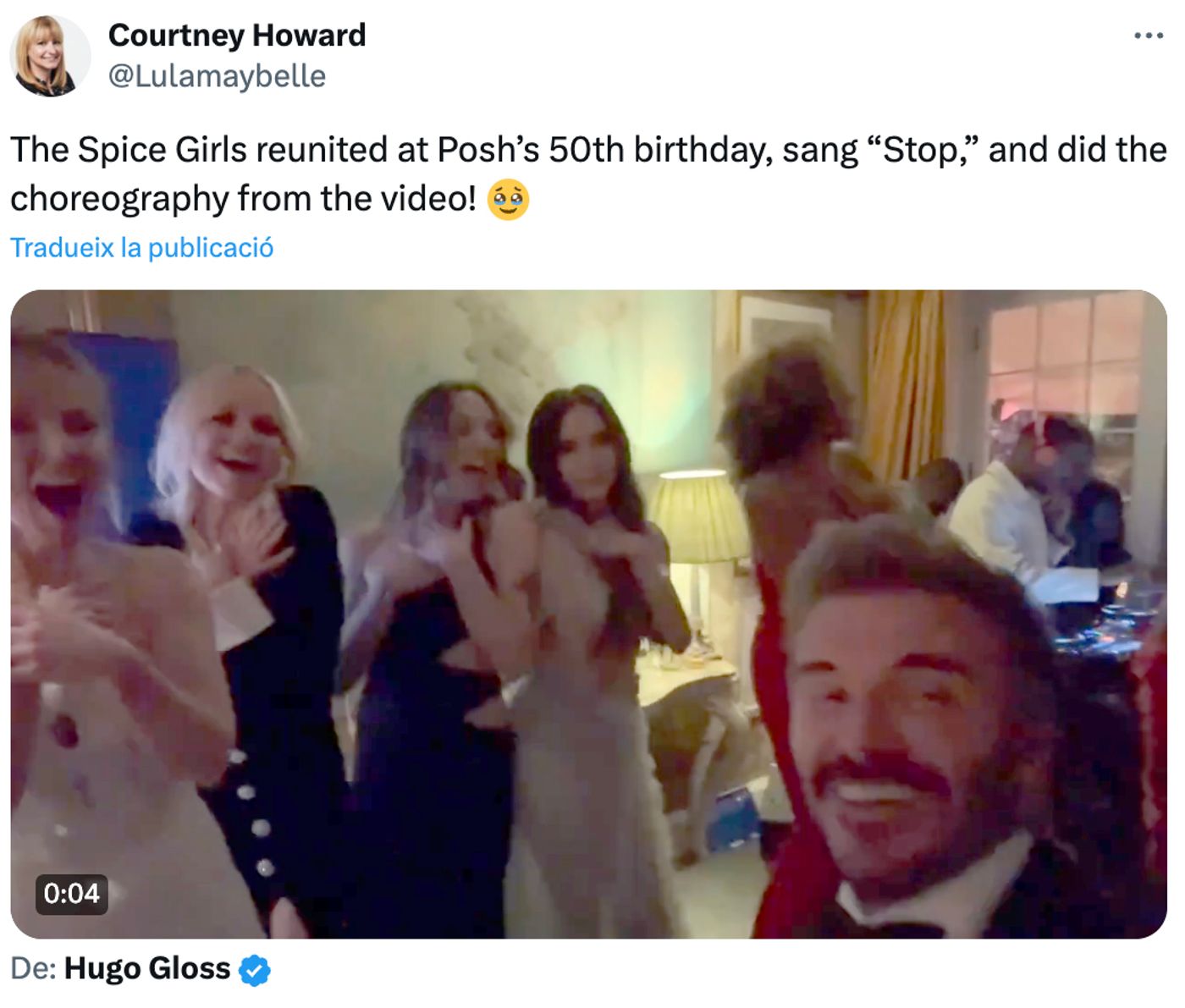 David Beckham no se lo podía creer.<a href="https://twitter.com/Lulamaybelle/status/1781917229350822365" target="_blank"> Ver tuit </a>