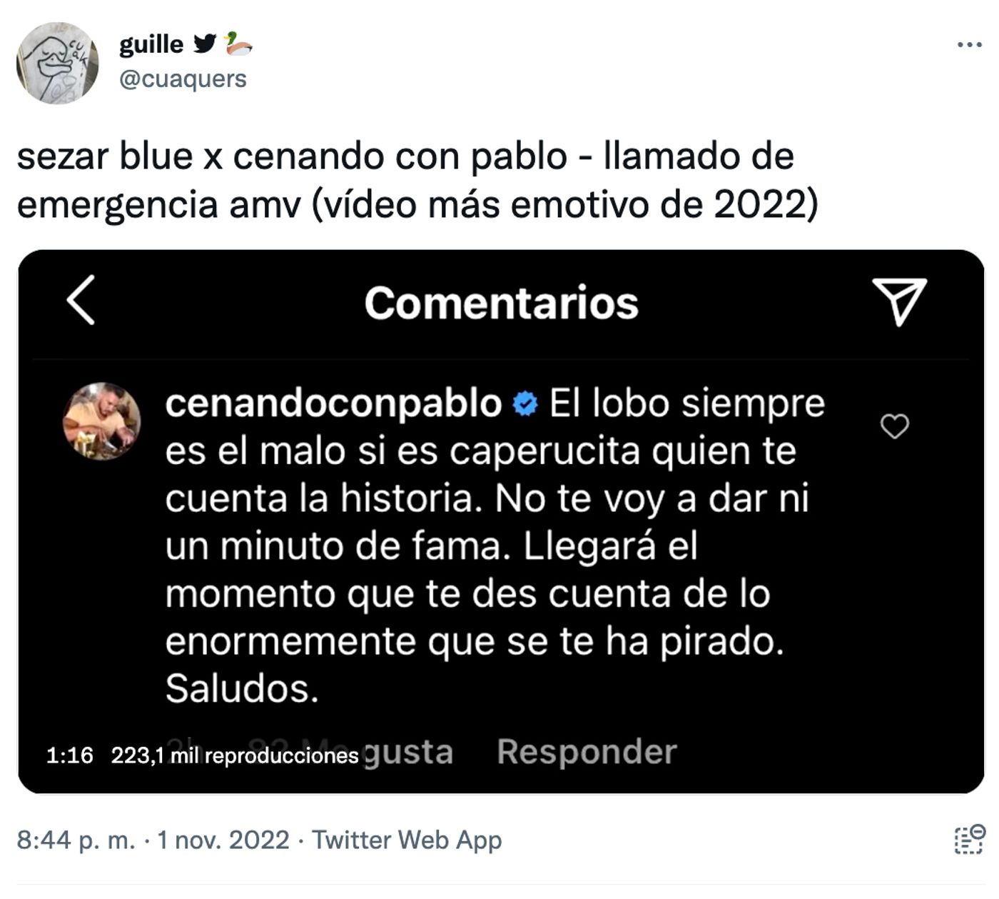 Diálogo de besugos.<a href="https://twitter.com/cuaquers/status/1587531002787799040" target="_blank"> Ver tuit </a>