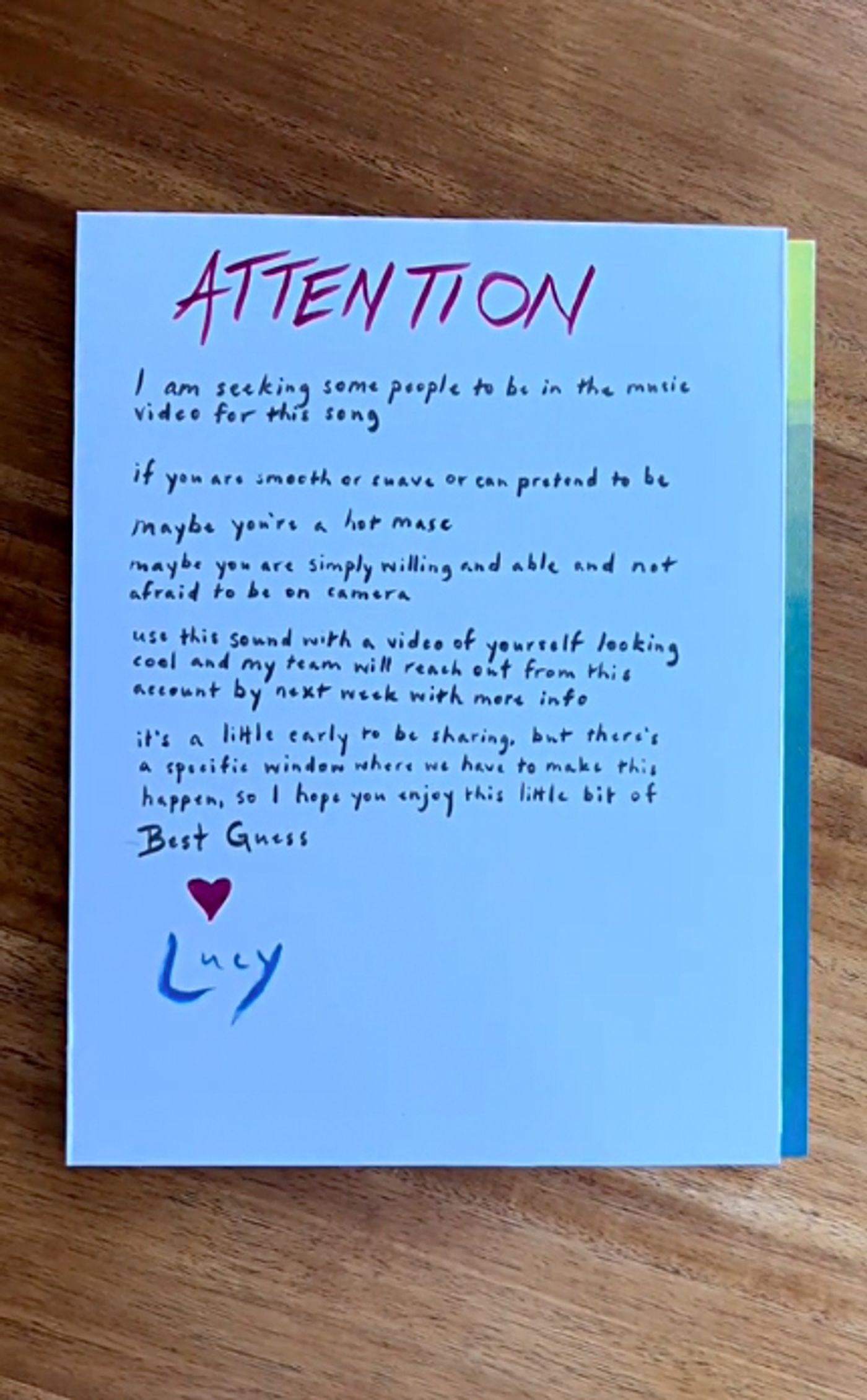 Nota de Lucy Dacus.<a href="https://www.tiktok.com/@lucydacus/video/7457264777606221086" target="_blank"> Ver en TikTok</a>