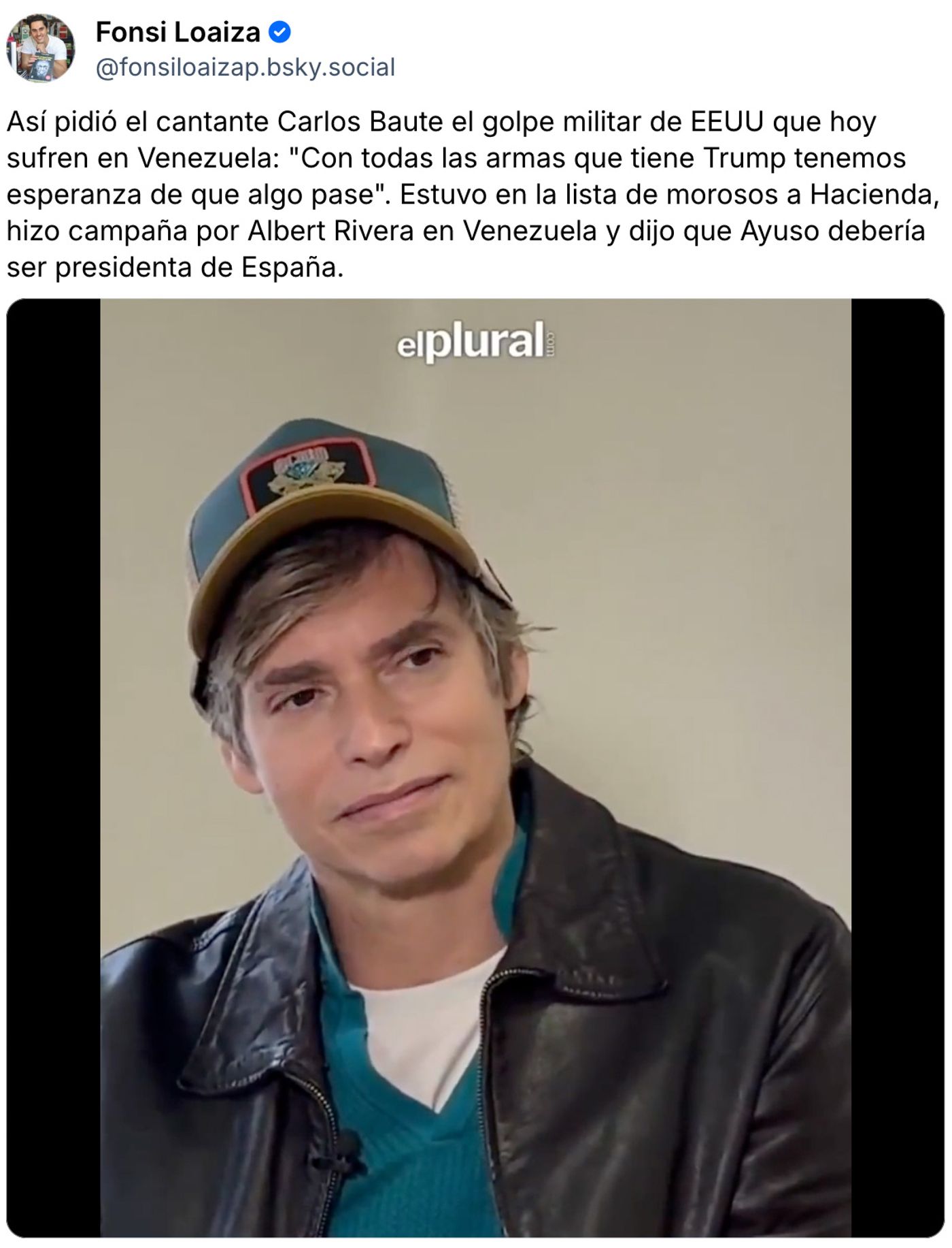 Baute: Venezuela te espera. <a href="https://bsky.app/profile/fonsiloaizap.bsky.social/post/3mbjcuxfyrk2m" target="_blank"> Ver post </a>