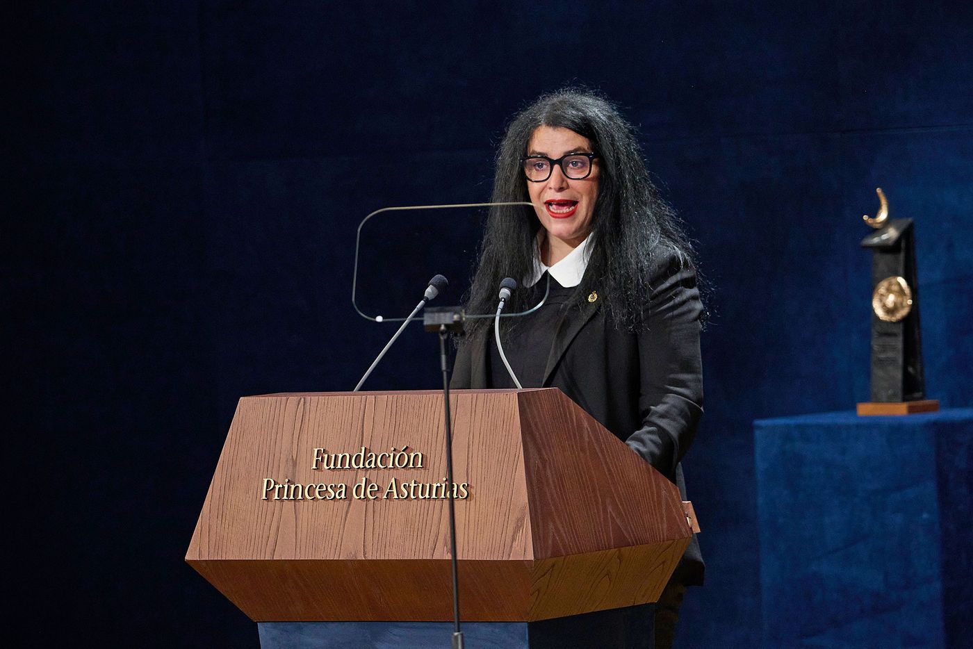 En su discurso al recoger el Princesa de Asturias en 2024. Foto: Carlos Álvarez (Getty Images)