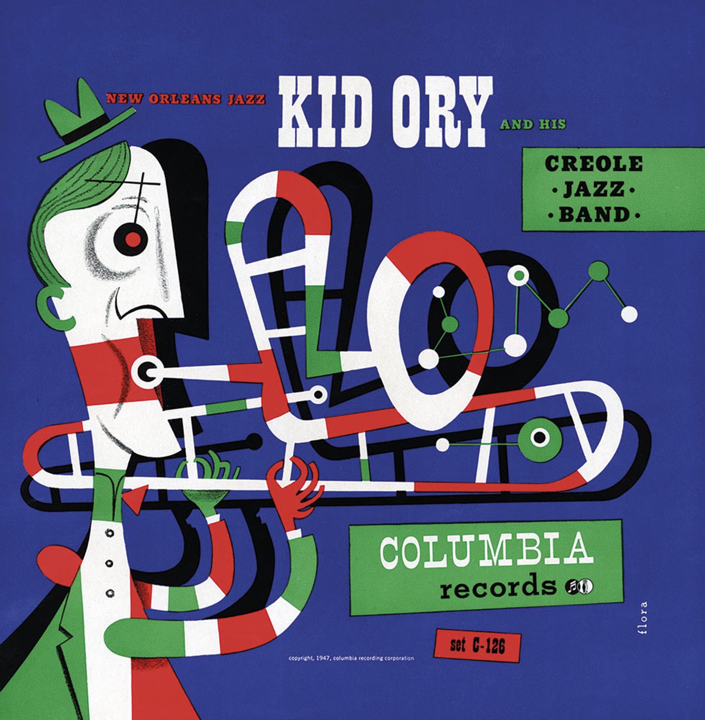 Dibujo de rasgos cubistas picassianos en el “New Orleans Jazz”, de Kid Ory And His Creole Jazz Band.