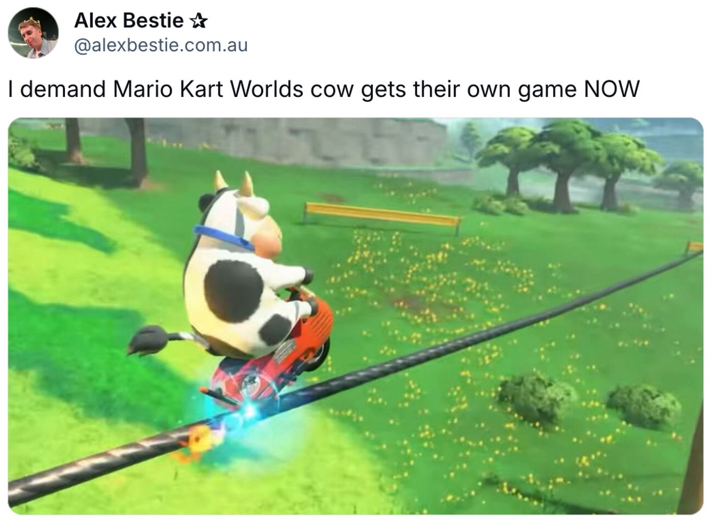 La vaca que ríe.<a href="https://bsky.app/profile/alexbestie.com.au/post/3llvityf4z22r" target="_blank"> Ver post </a>
