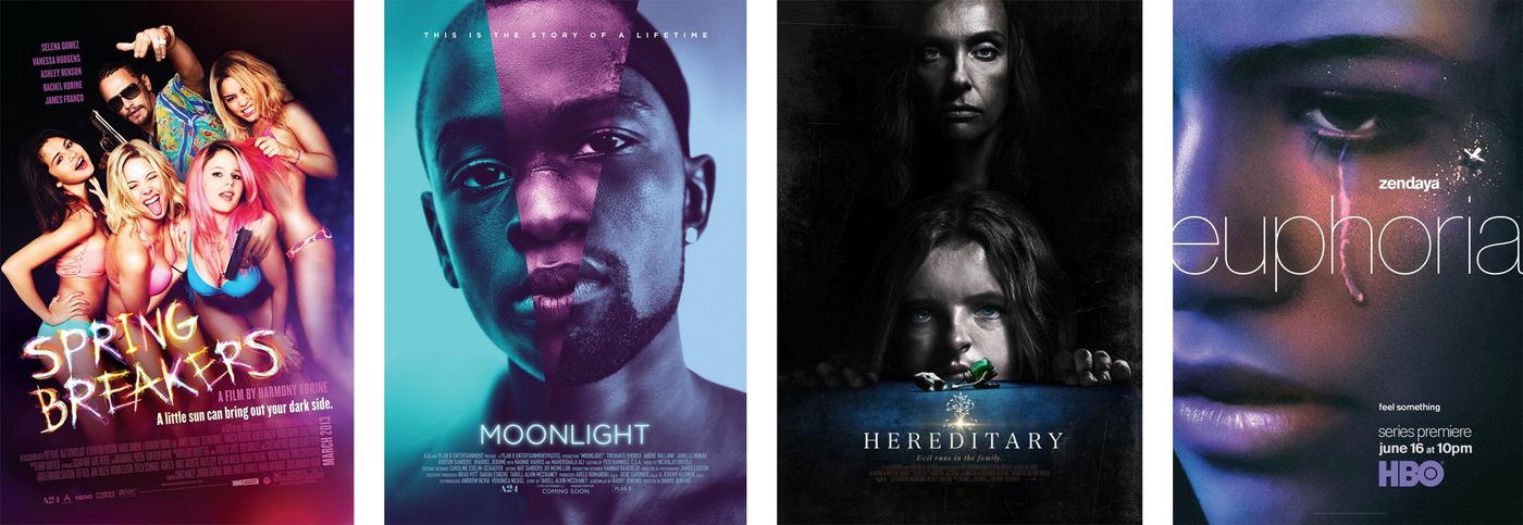 “Spring Breakers” (Harmony Korine, 2012), “Moonlight” (Barry Jenkins, 2015), “Hereditary” (Ari Aster, 2018) y “Euphoria” (Sam Levinson, 2019-).