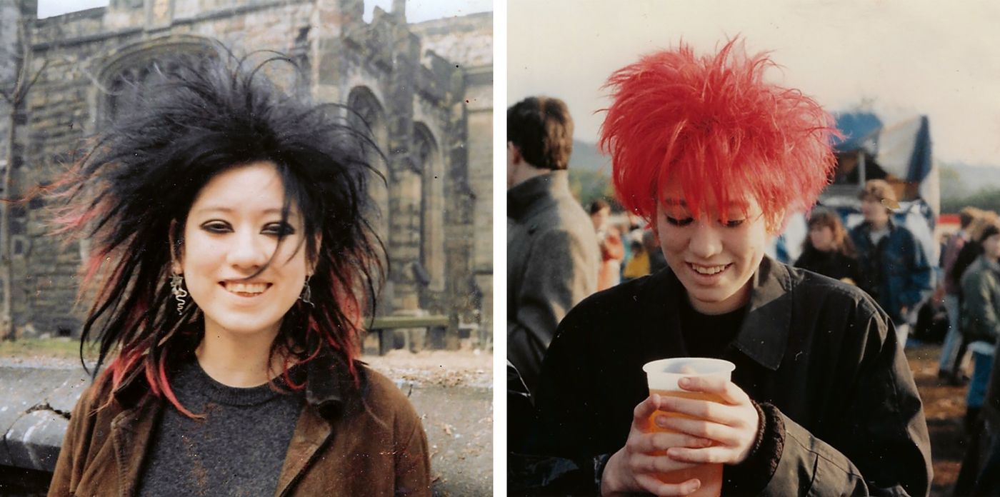 Con mechas, y en el festival de Glastonbury de 1987.