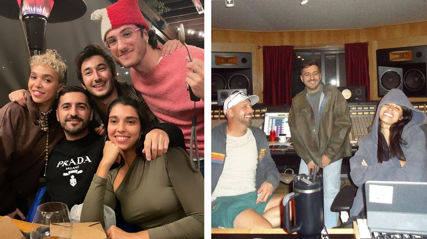 Con FKA twigs (primera por la izquierda); con Camila Cabello en el estudio.