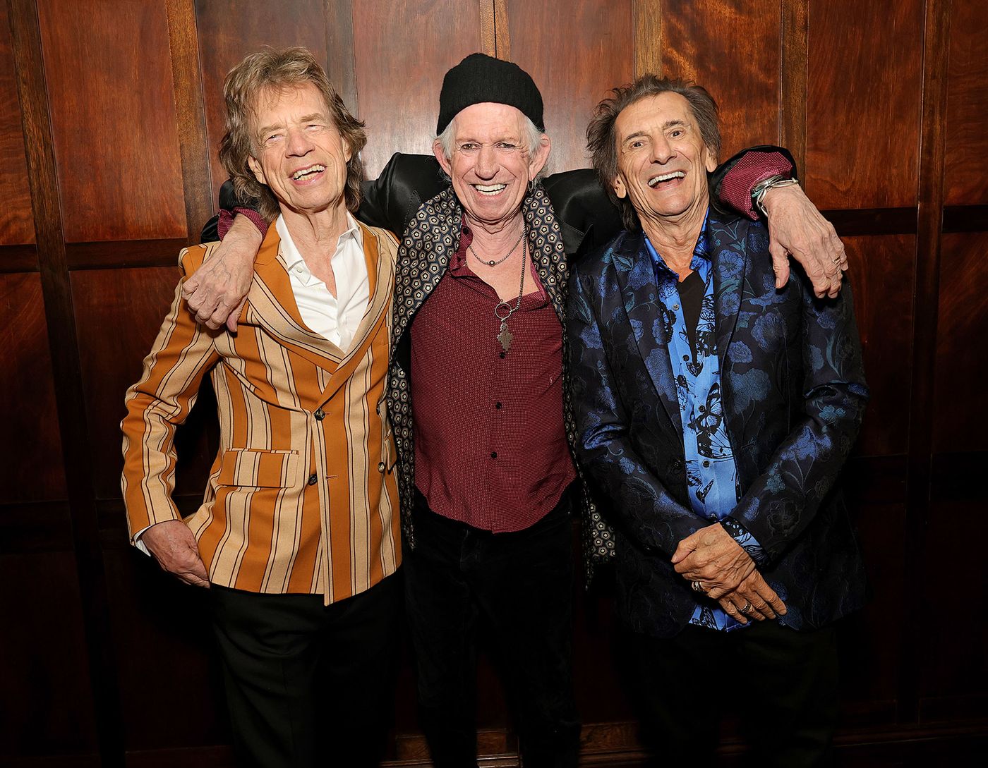 Jagger, Richards & Wood: increíble pero cierto. Foto: Kevin Mazur (Getty Images)