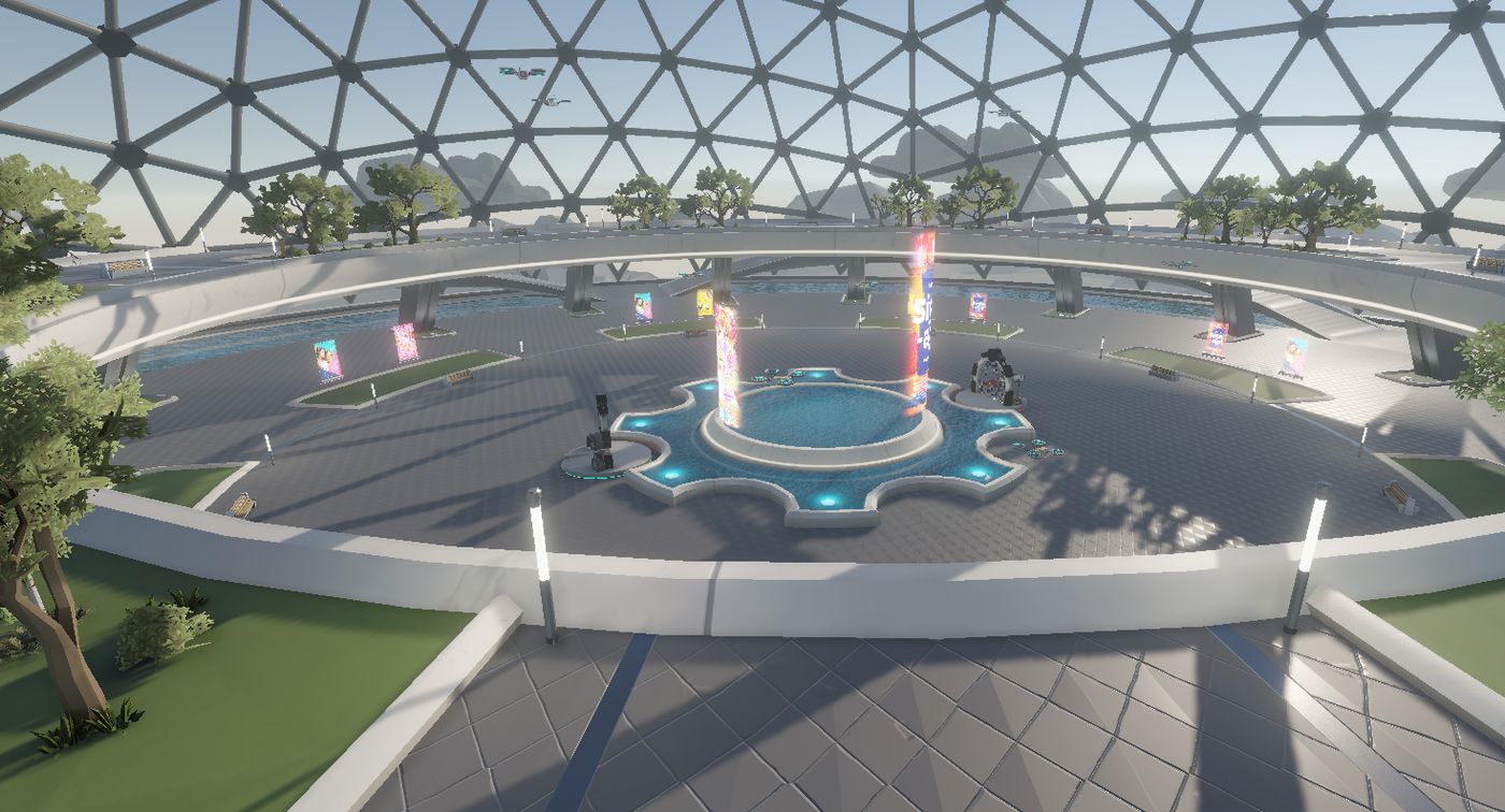 “Welcome Plaza” de la plataforma MusicHood, donde el usuario puede dirigirse al Barrio de la Música. Foto: MusicHood