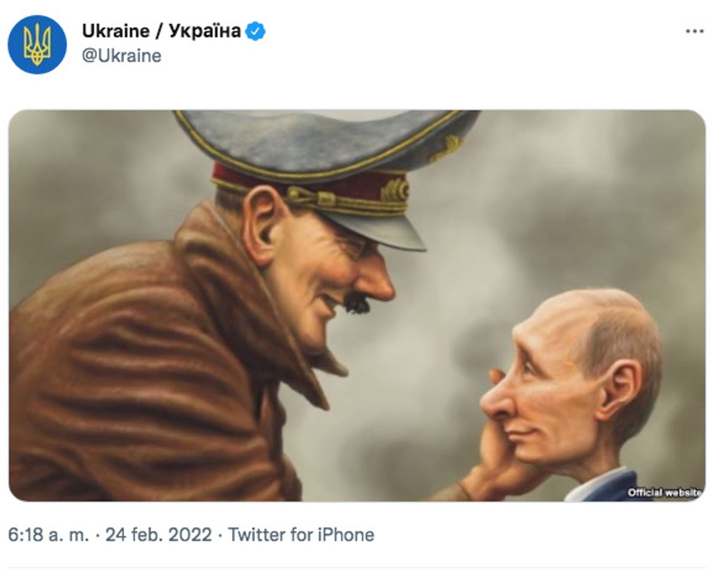 Cuenta oficial de Ucrania. <a href="https://twitter.com/Ukraine/status/1496716168920547331" target="_blank"> Ver tuit </a>